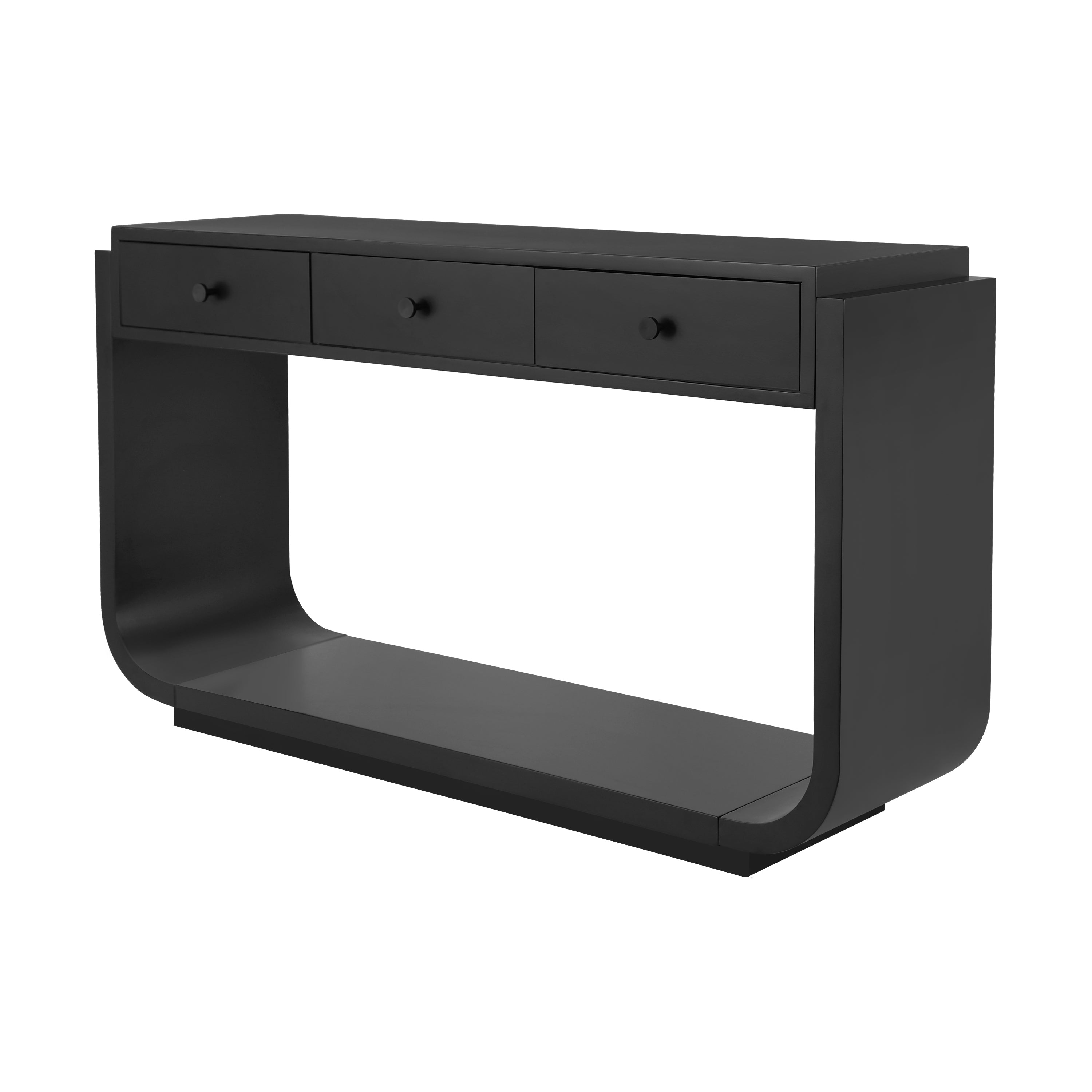 Classic Black Console Table with 3 Drawers &amp; Storage Shelf