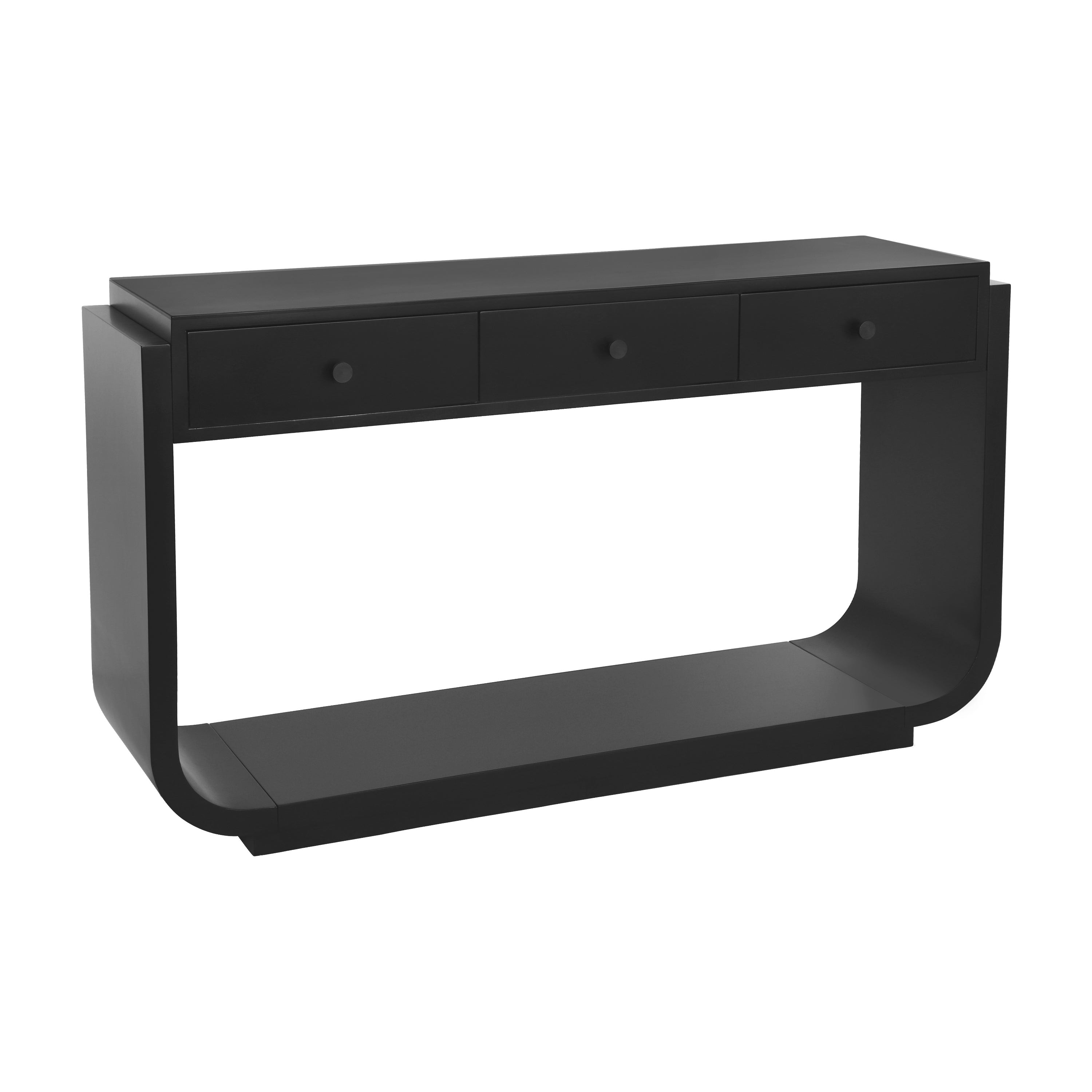 Classic Black Console Table with 3 Drawers &amp; Storage Shelf