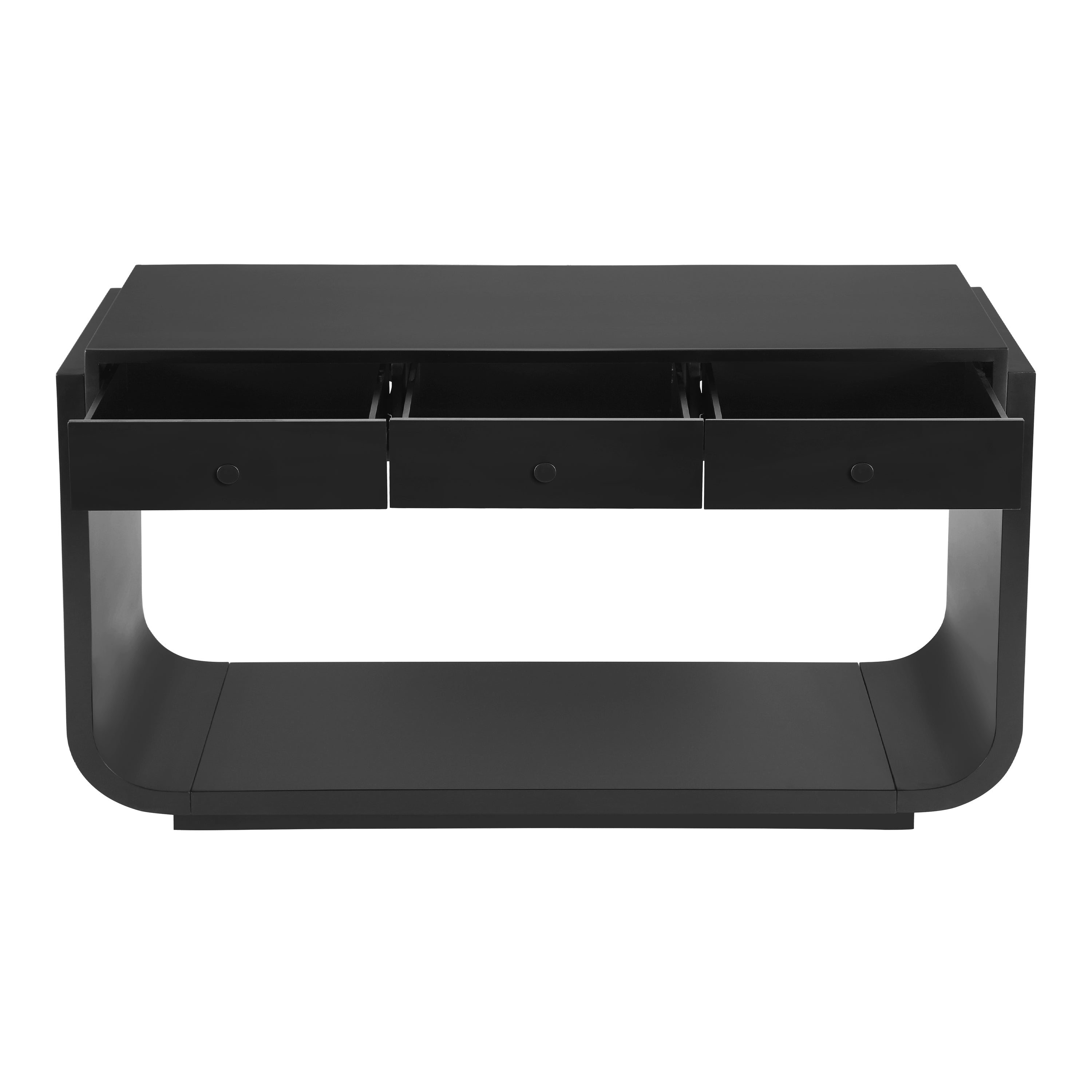 Classic Black Console Table with 3 Drawers &amp; Storage Shelf