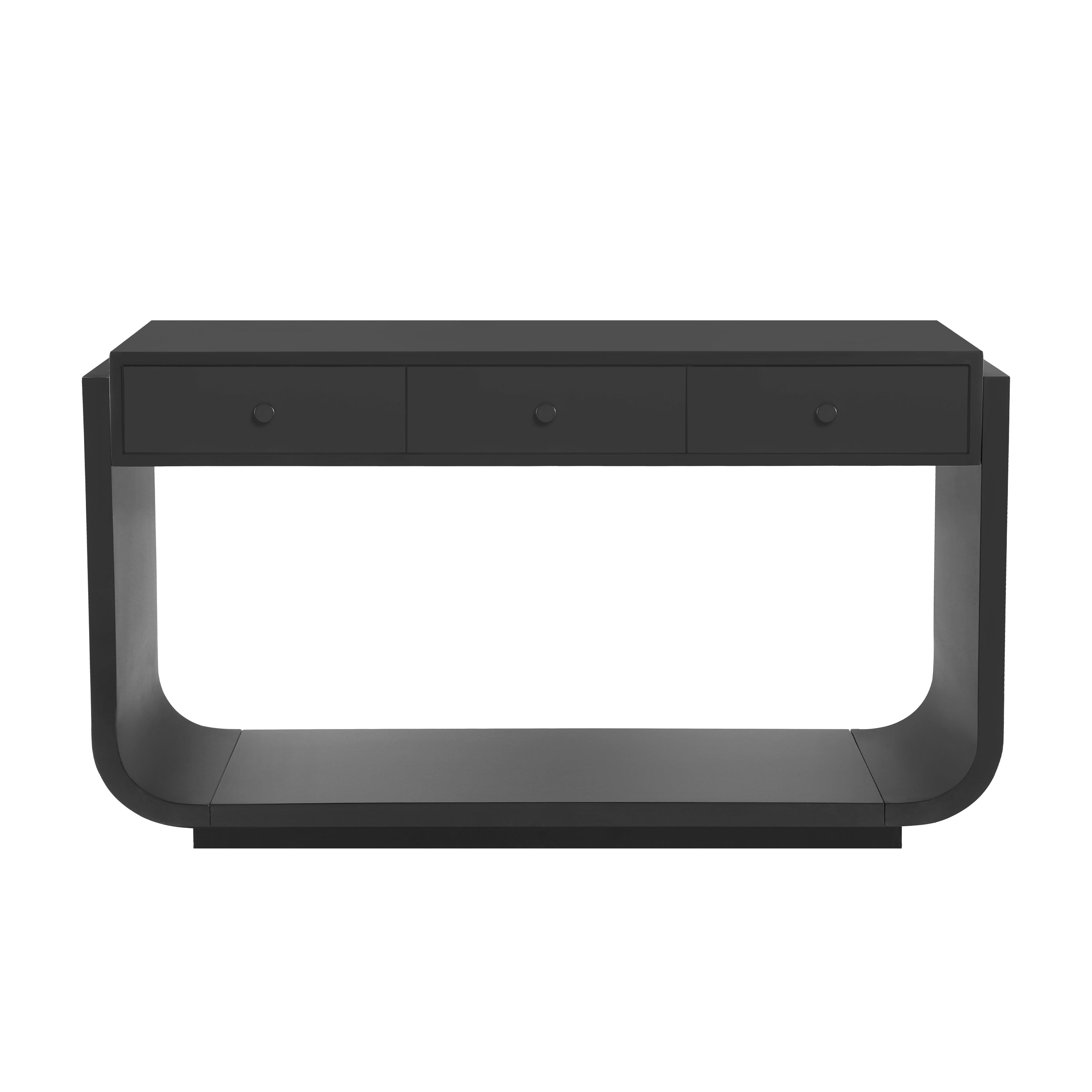 Classic Black Console Table with 3 Drawers &amp; Storage Shelf