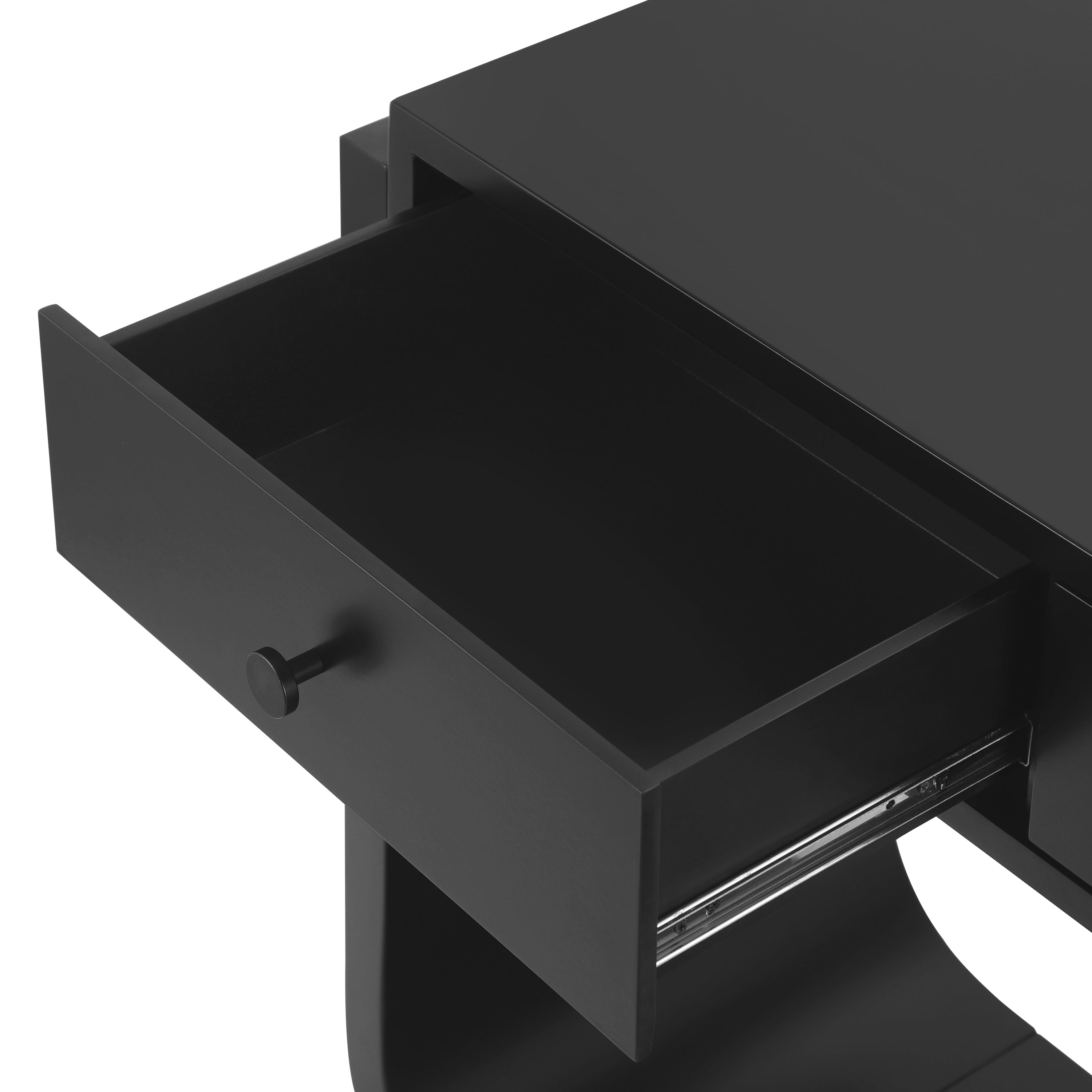 Classic Black Console Table with 3 Drawers &amp; Storage Shelf