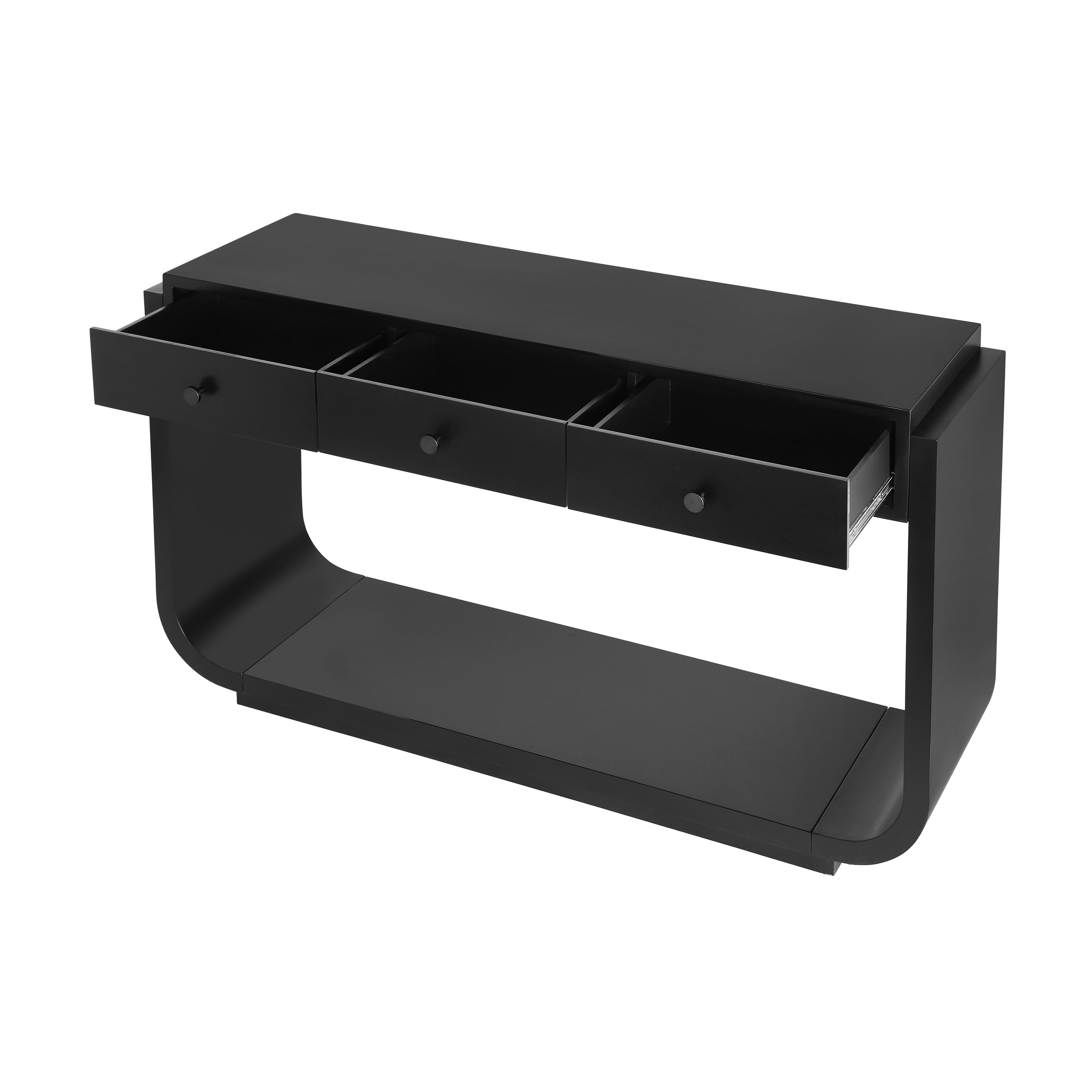 Classic Black Console Table with 3 Drawers &amp; Storage Shelf