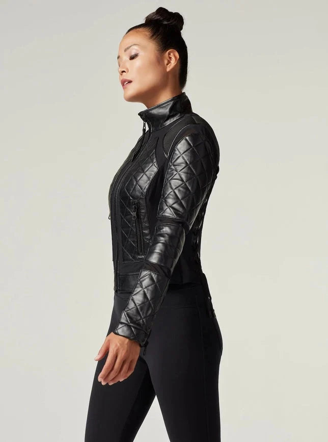 Classic Leather Mesh Moto Jacket