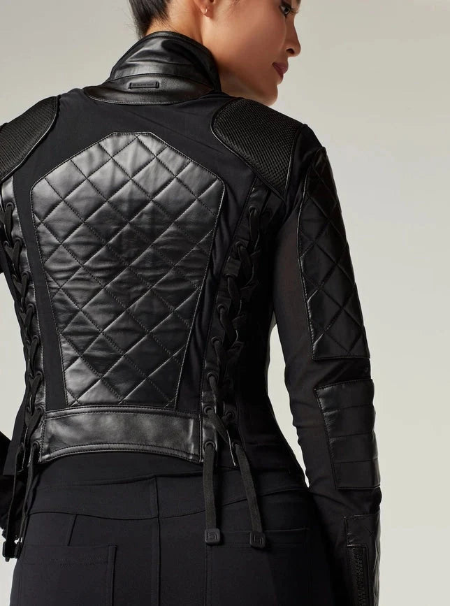 Classic Leather Mesh Moto Jacket