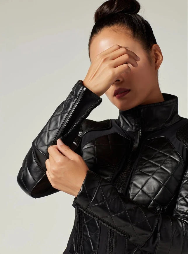 Classic Leather Mesh Moto Jacket