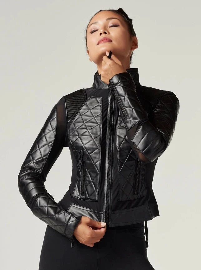 Classic Leather Mesh Moto Jacket