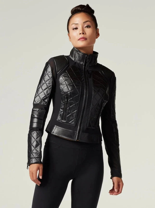 Classic Leather Mesh Moto Jacket