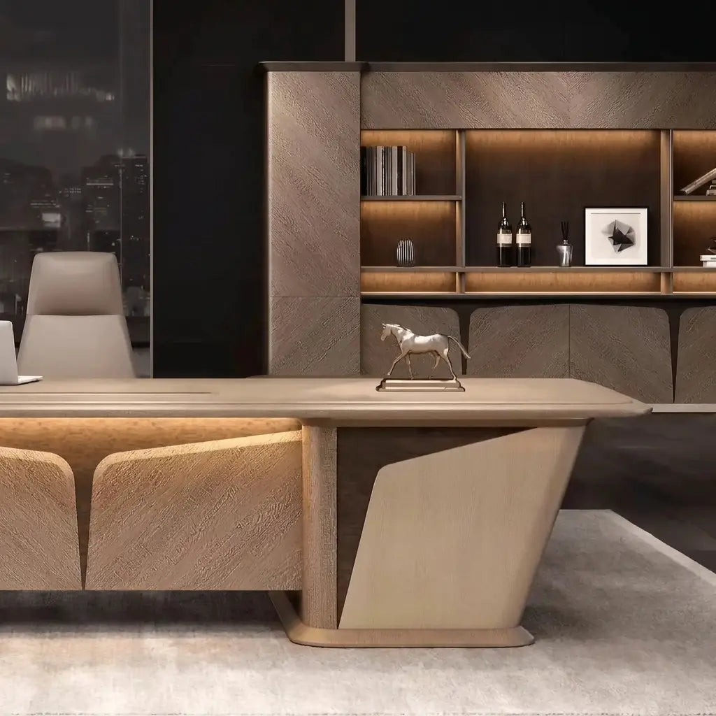 Cognac · Executive Desk w/ Mobile Storage