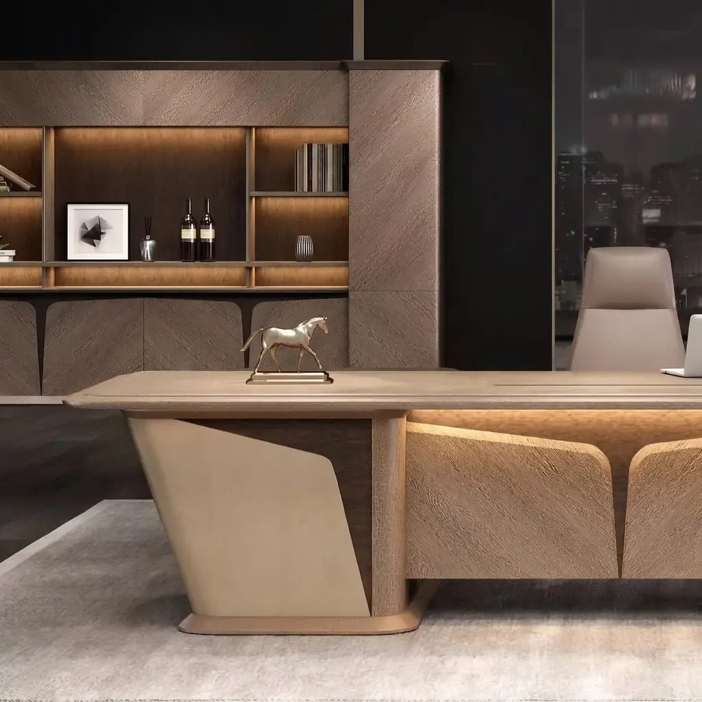 Cognac · Executive Desk w/ Mobile Storage