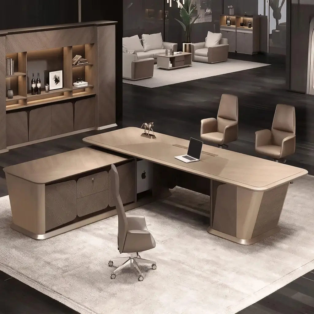 Cognac · Executive Desk w/ Mobile Storage