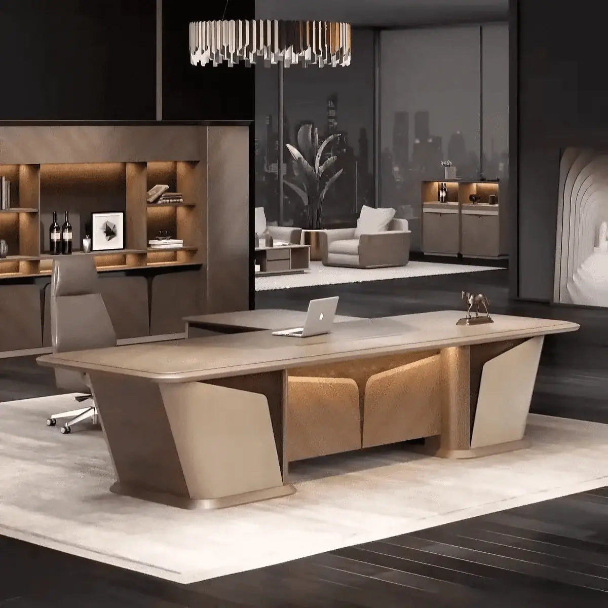 Cognac · Executive Desk w/ Mobile Storage