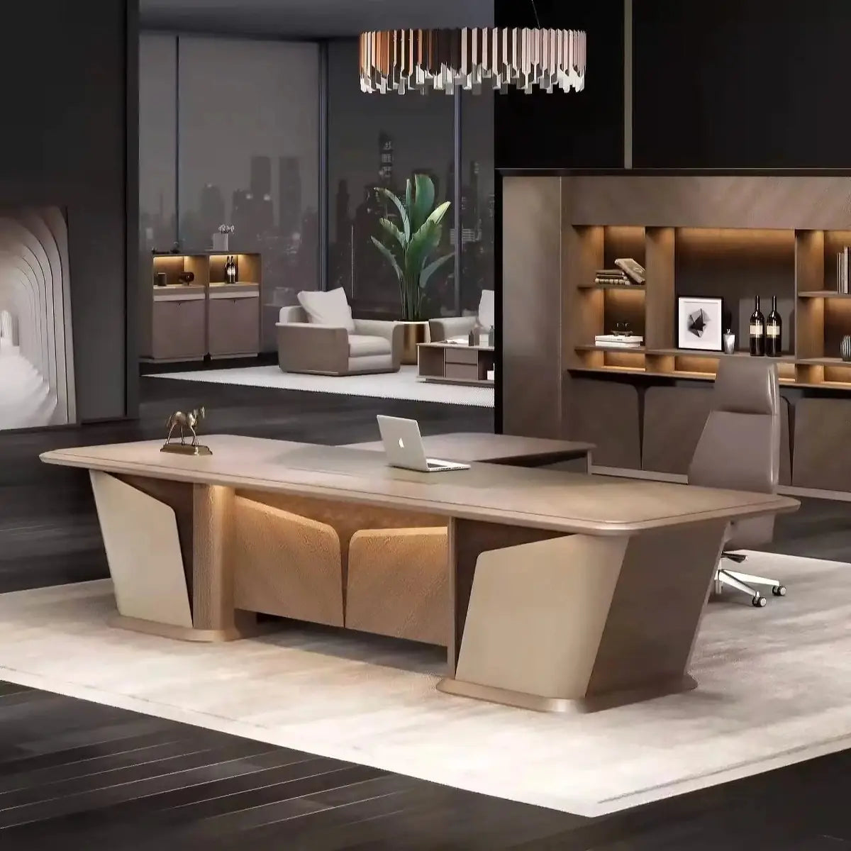 Cognac · Executive Desk w/ Mobile Storage