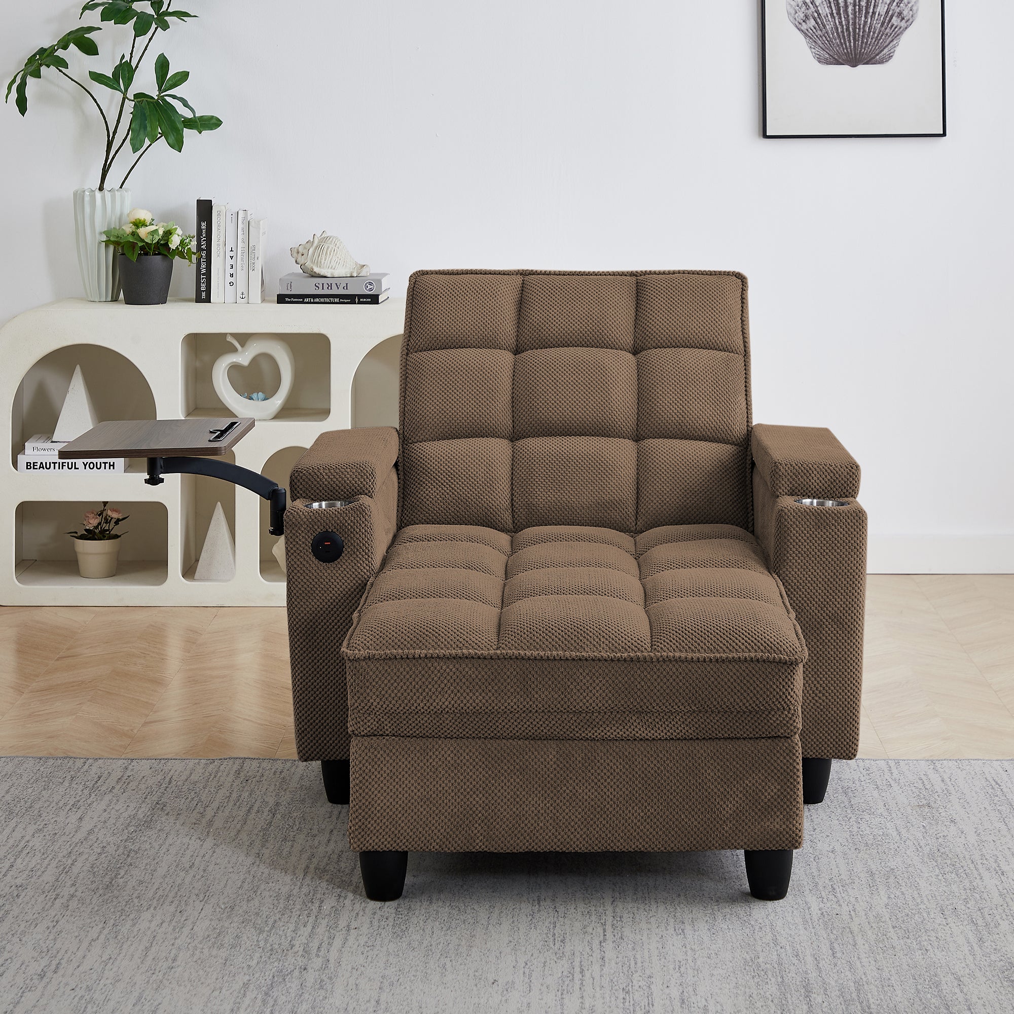 Convertible Chaise Lounge Sleeper Chair - Coffee