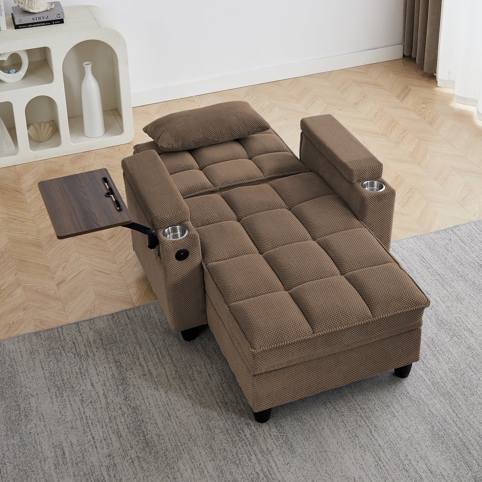 Convertible Chaise Lounge Sleeper Chair - Coffee