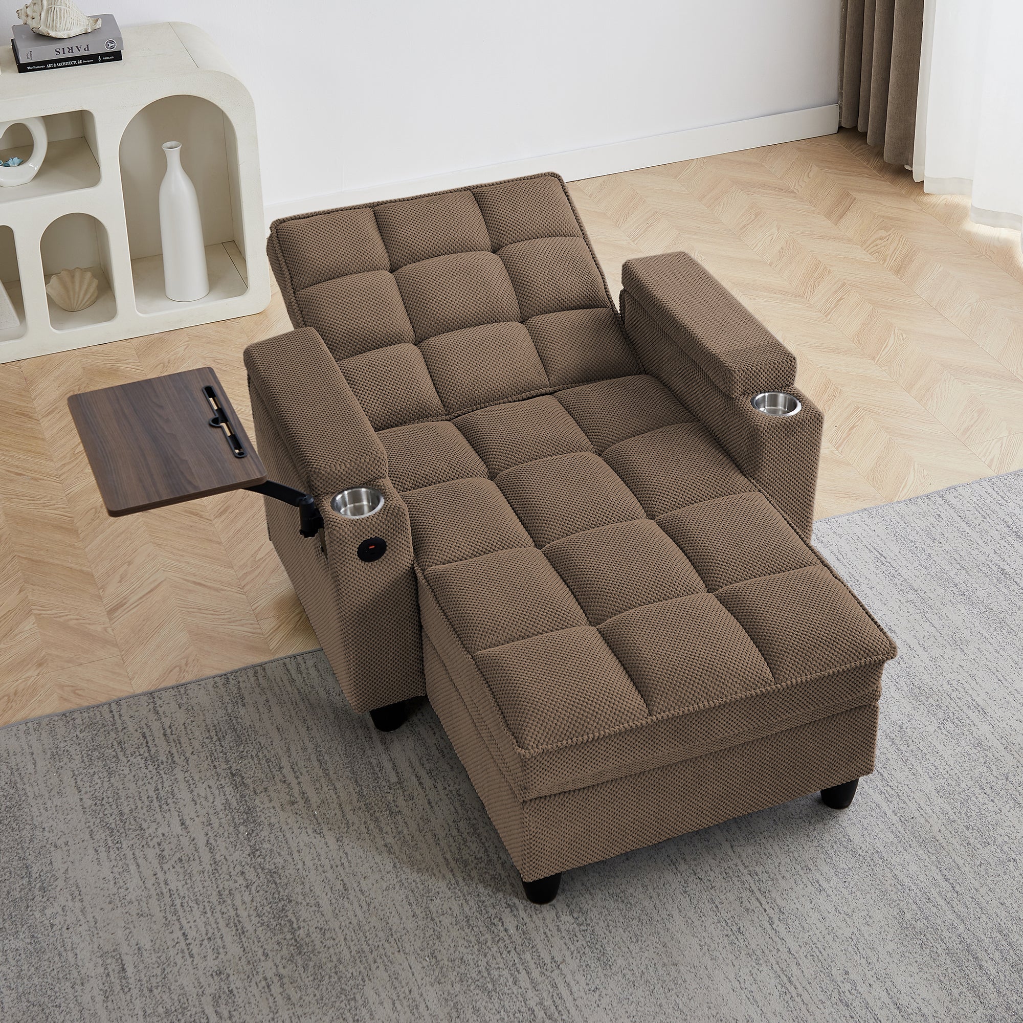 Convertible Chaise Lounge Sleeper Chair - Coffee