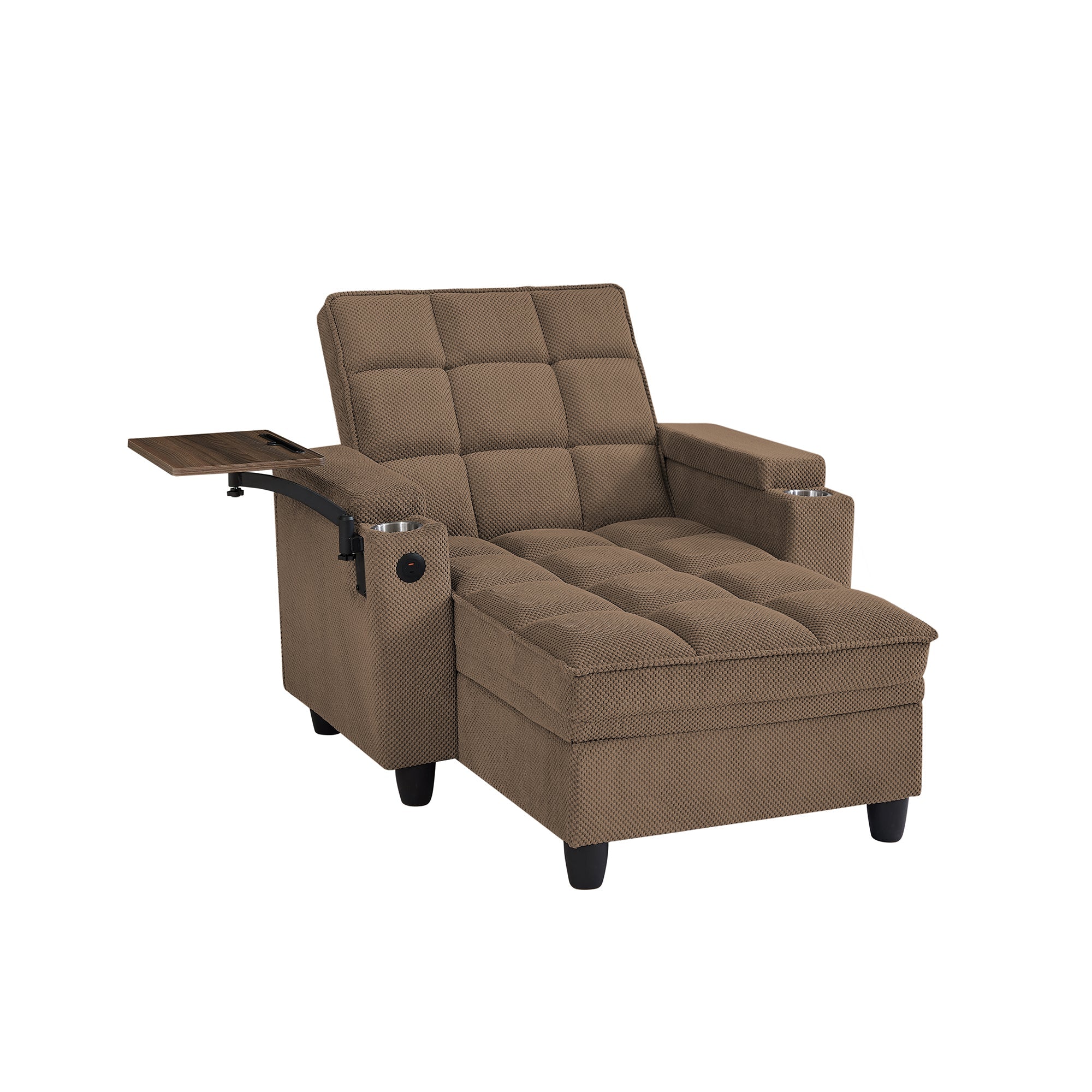Convertible Chaise Lounge Sleeper Chair - Coffee