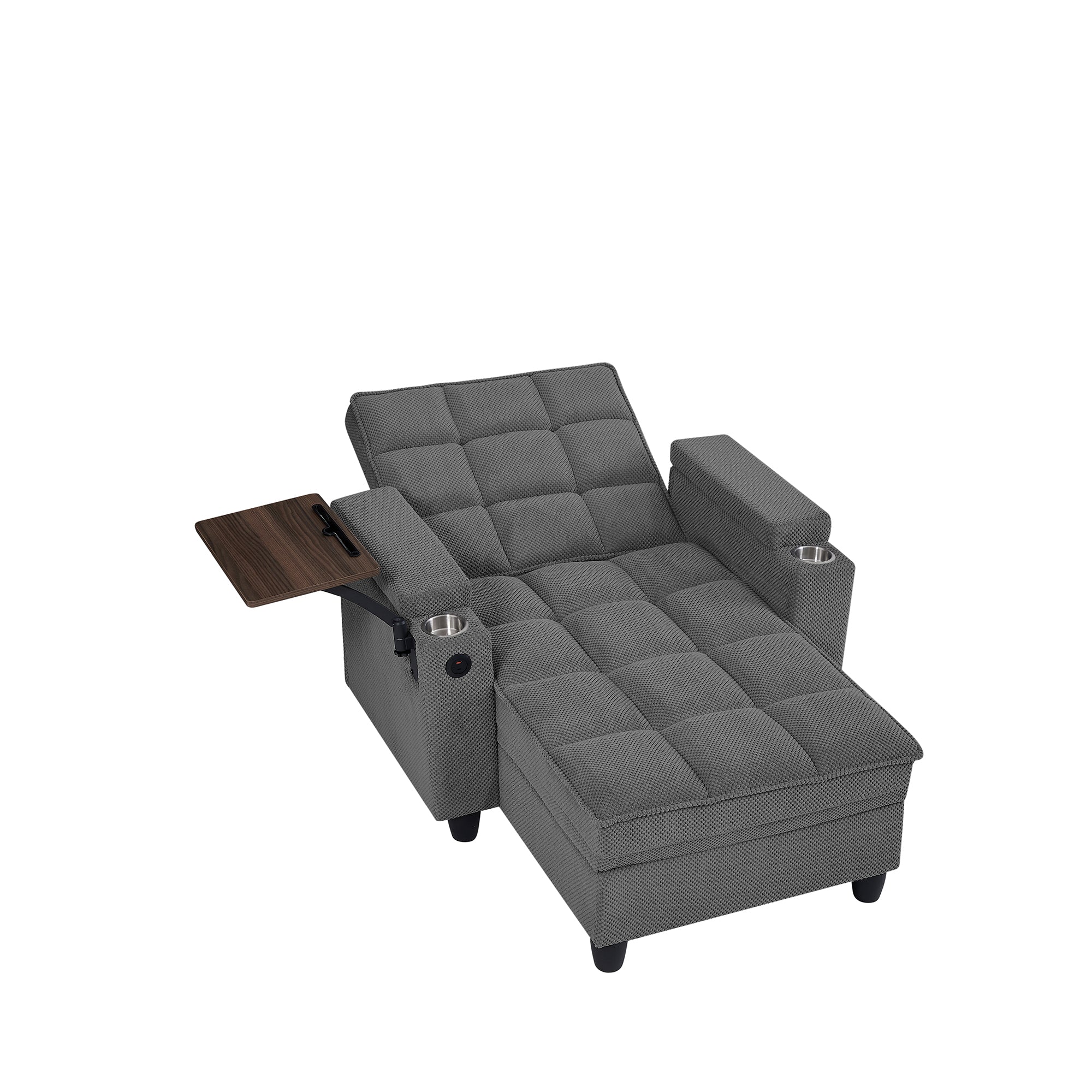 Convertible Chaise Lounge Sleeper Chair - Dark Gray