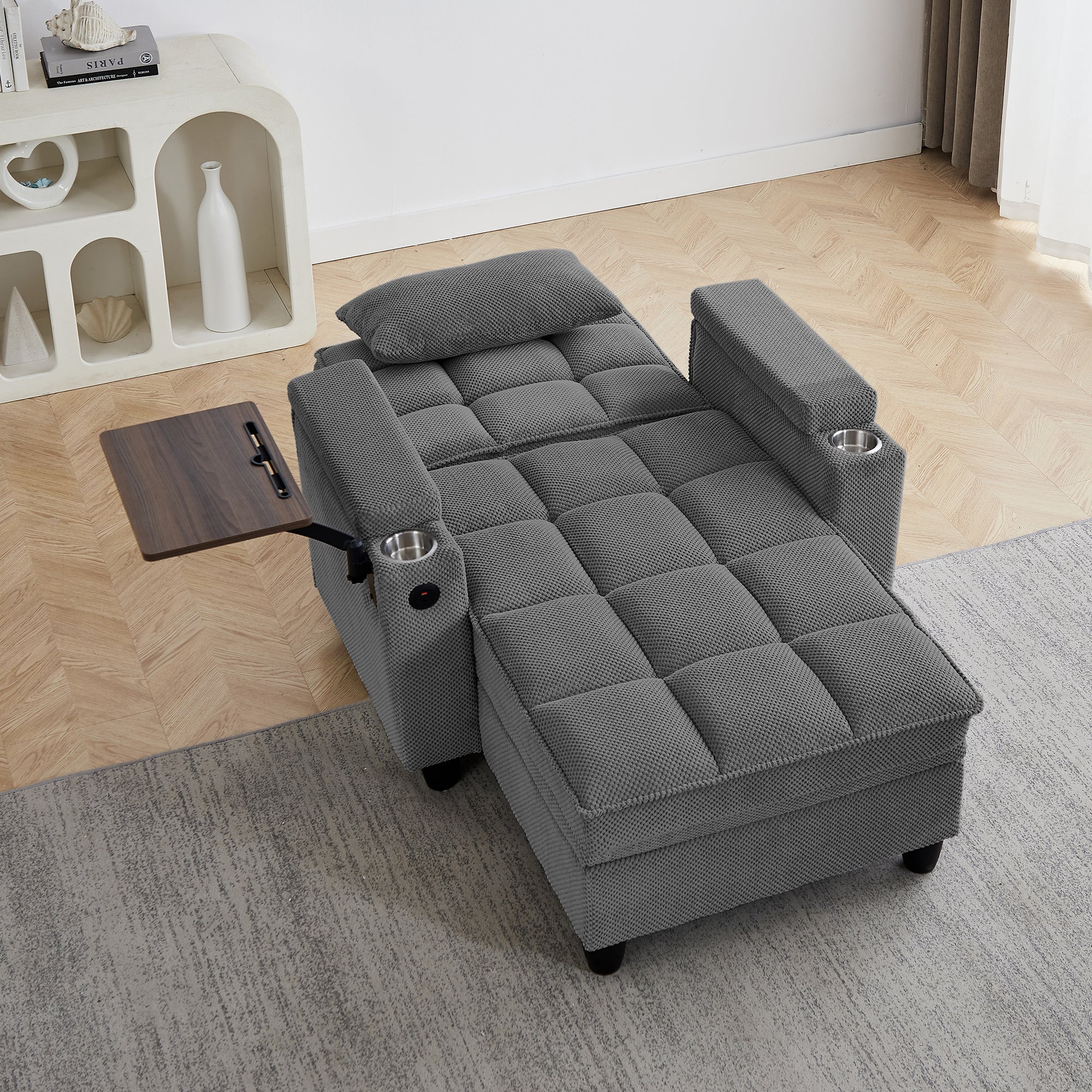 Convertible Chaise Lounge Sleeper Chair - Dark Gray