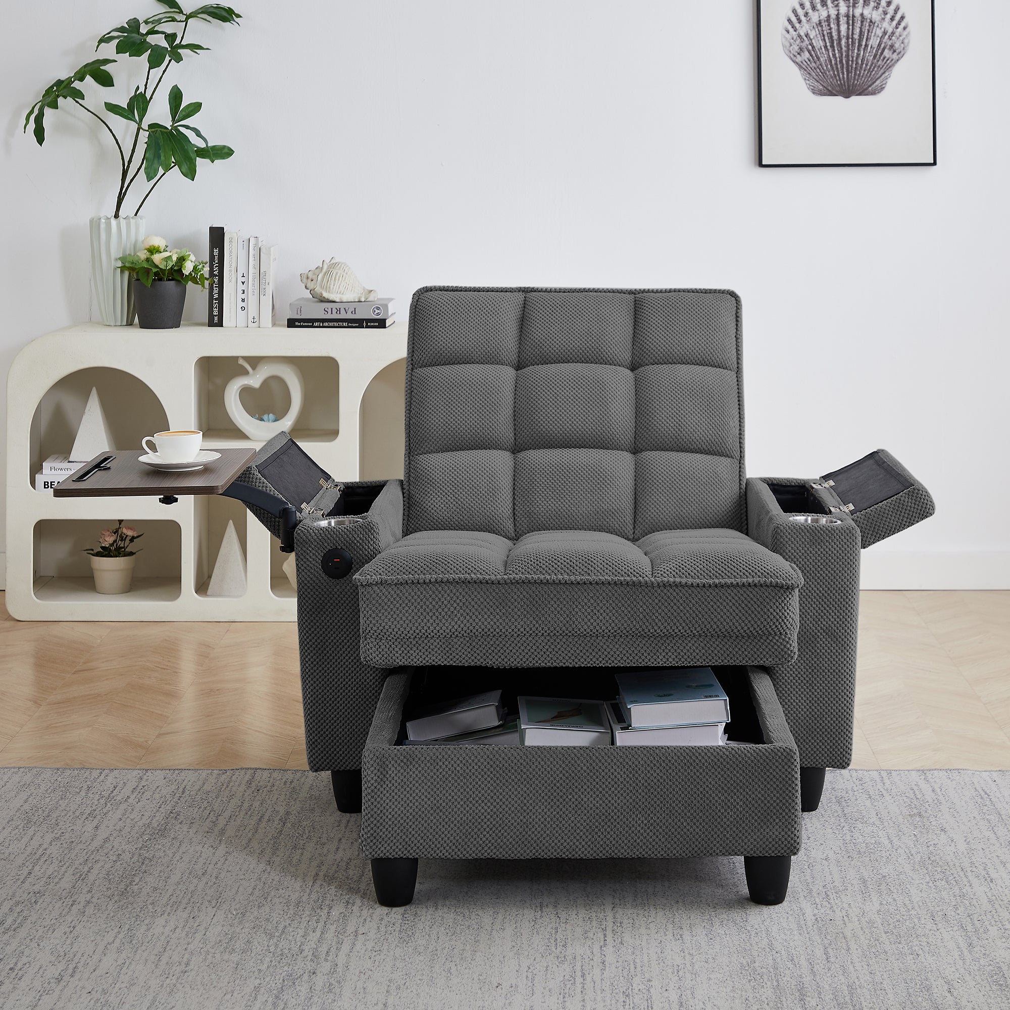 Convertible Chaise Lounge Sleeper Chair - Dark Gray