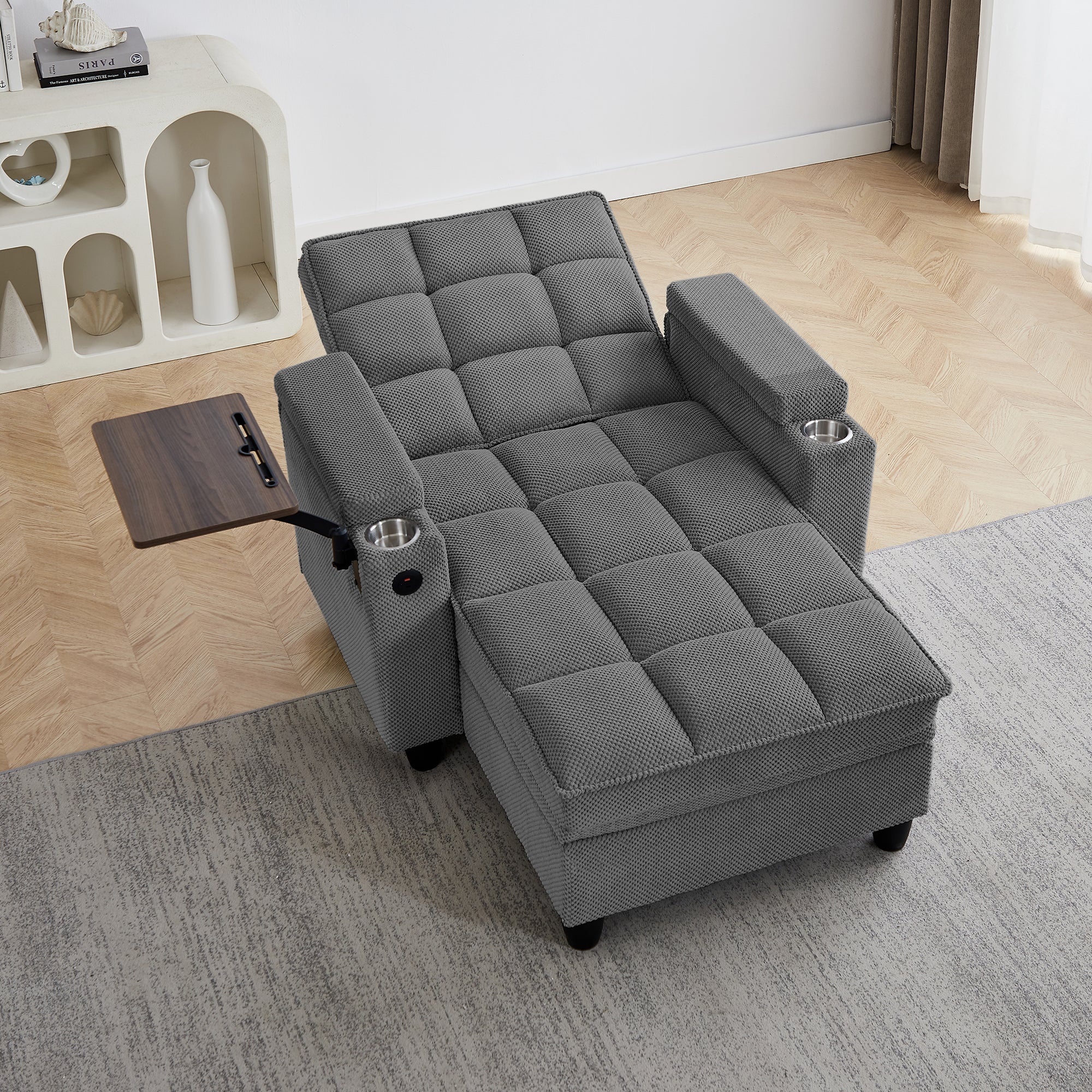 Convertible Chaise Lounge Sleeper Chair - Dark Gray