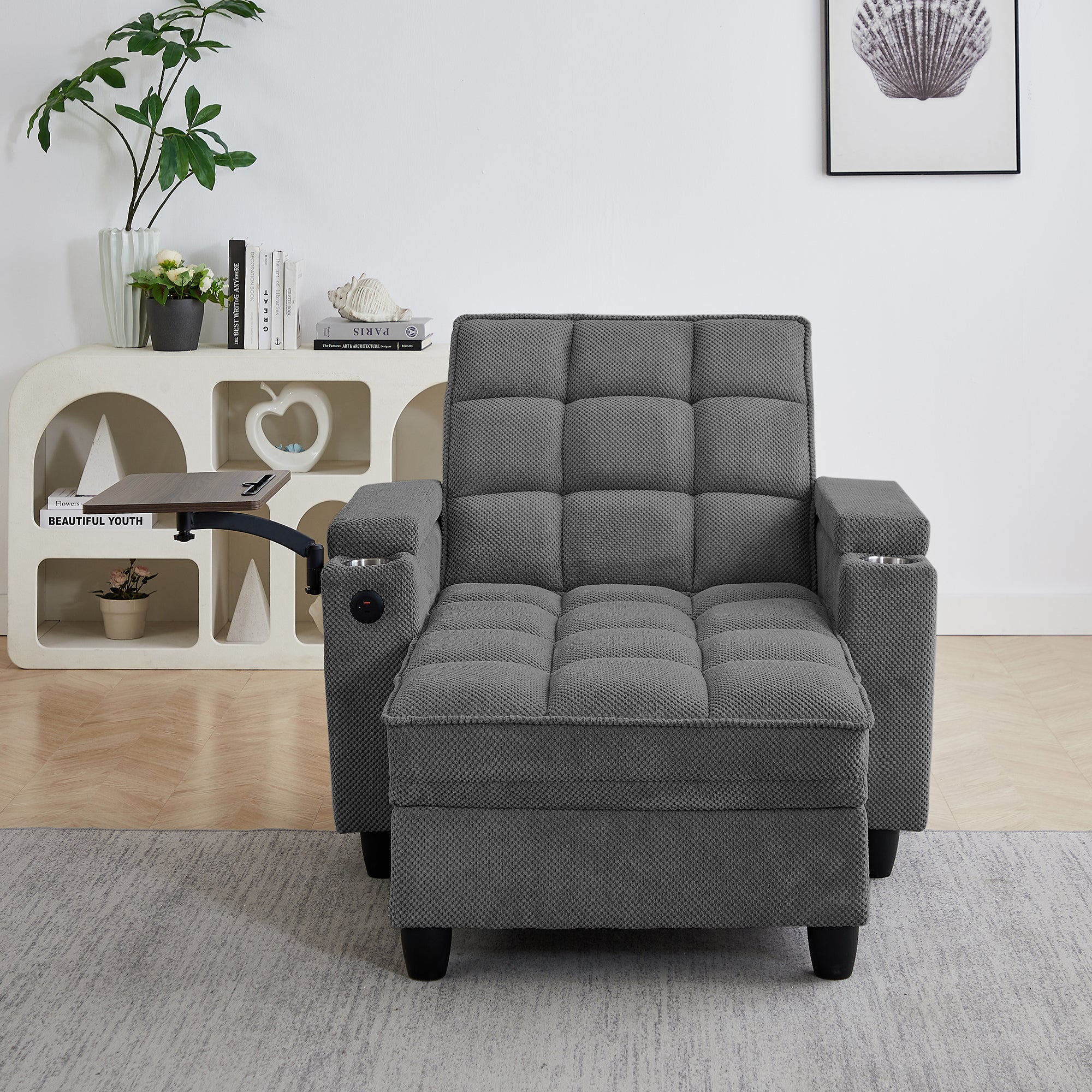 Convertible Chaise Lounge Sleeper Chair - Dark Gray
