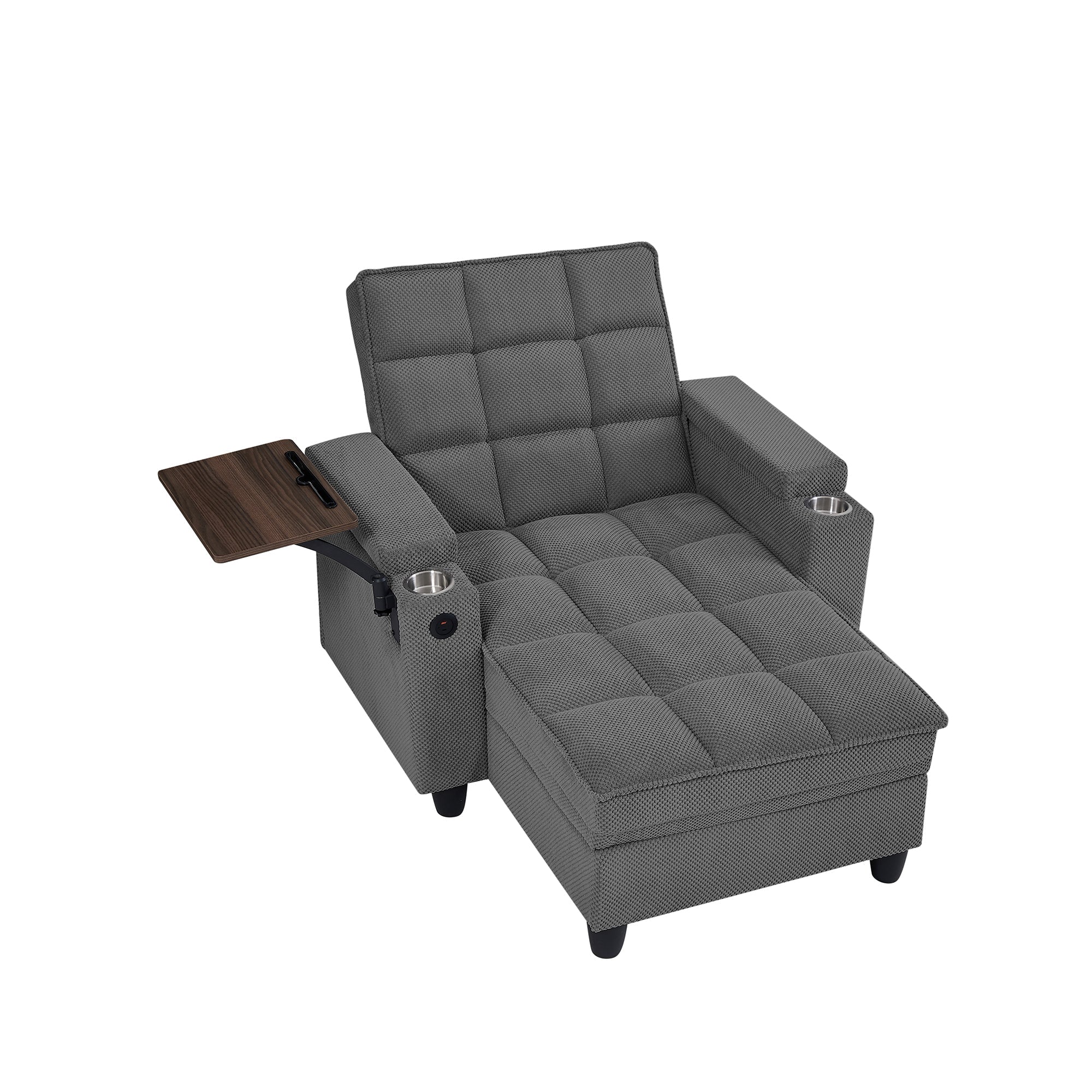 Convertible Chaise Lounge Sleeper Chair - Dark Gray