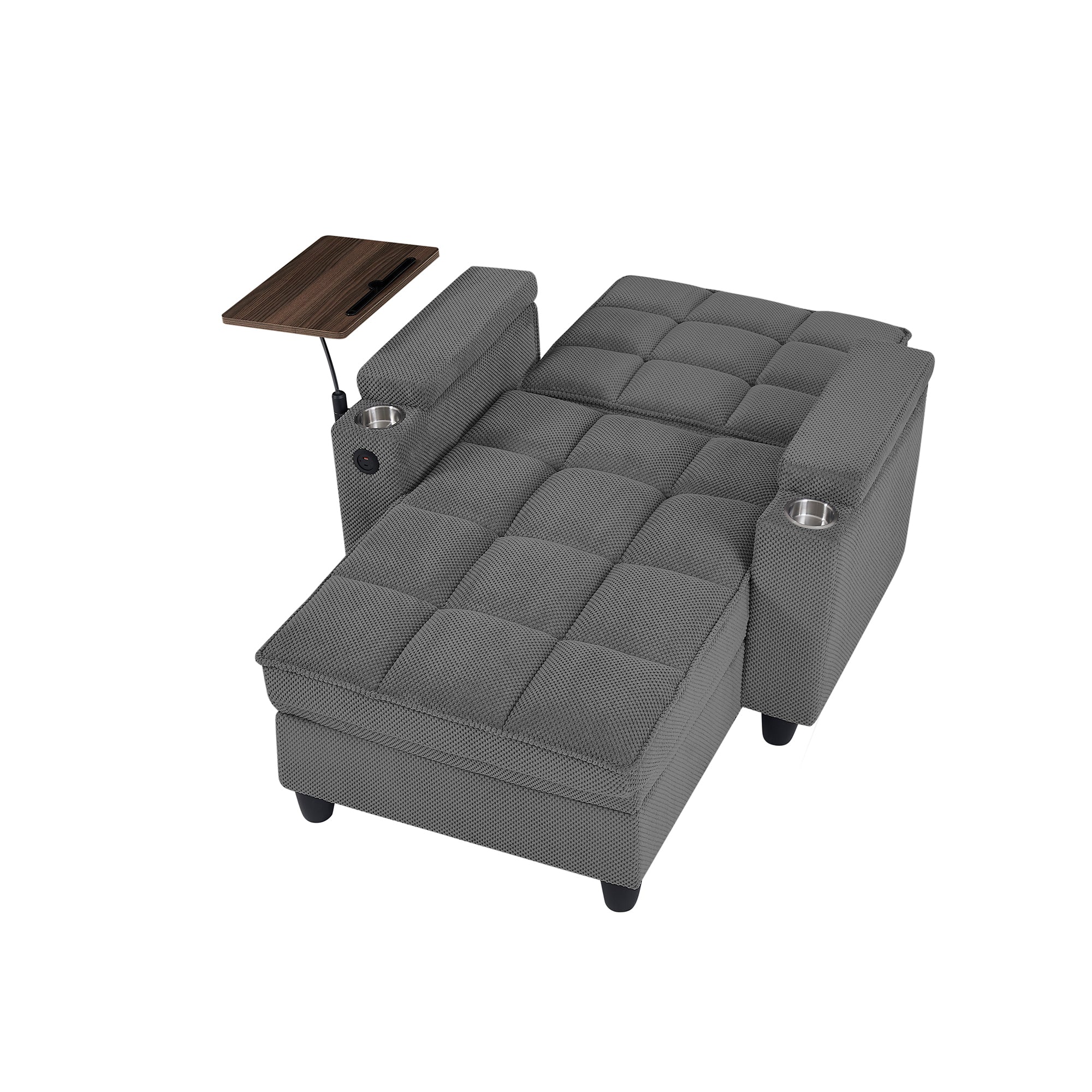 Convertible Chaise Lounge Sleeper Chair - Dark Gray