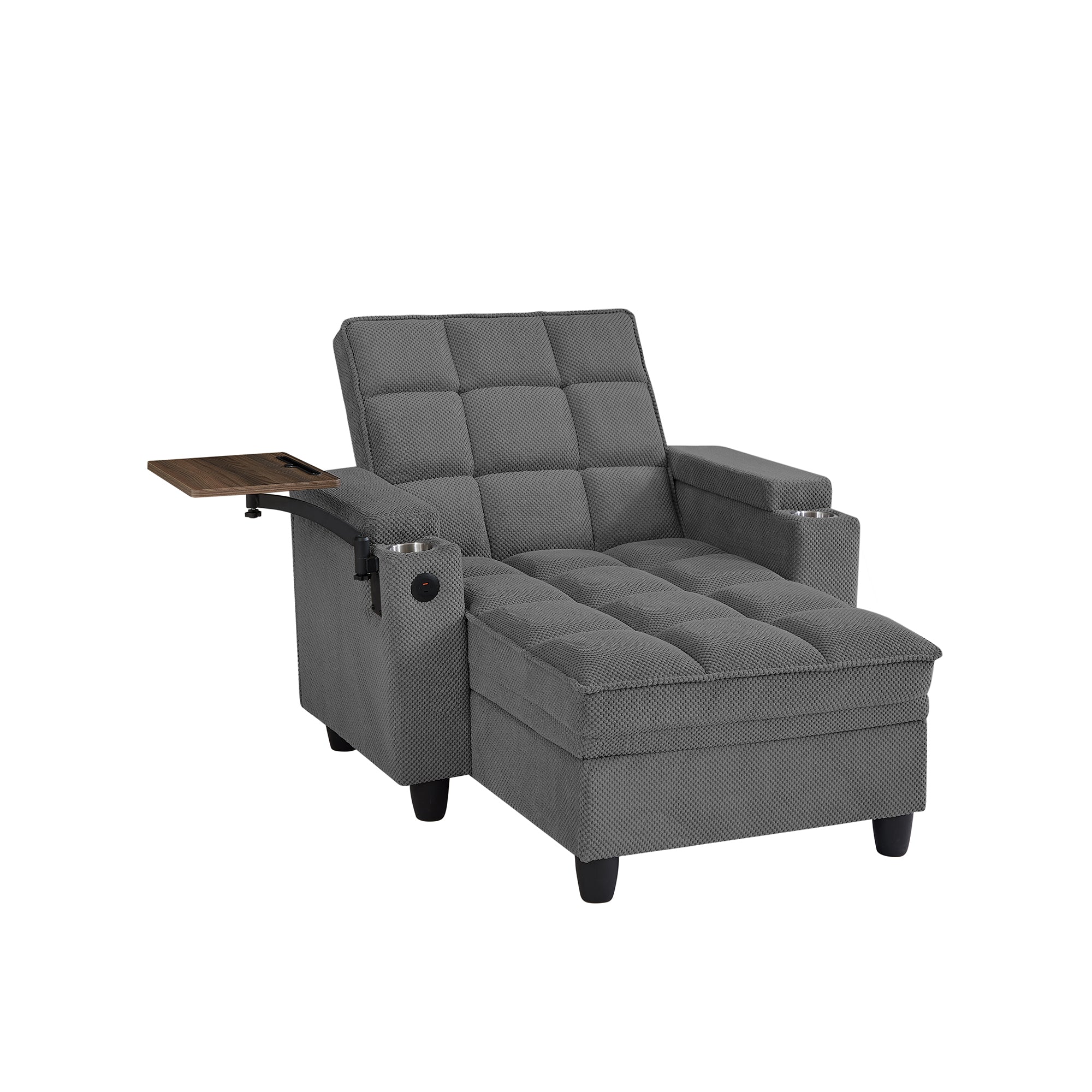Convertible Chaise Lounge Sleeper Chair - Dark Gray