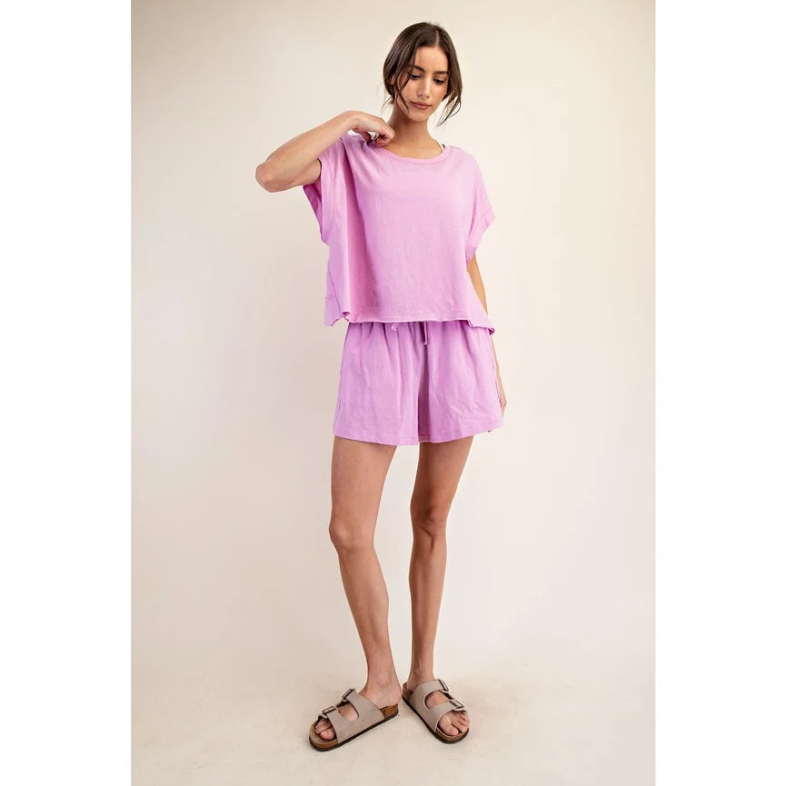 Cotton Slub Open Back Top Mauve