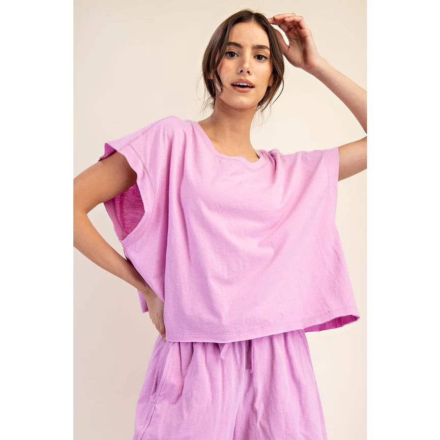 Cotton Slub Open Back Top Mauve