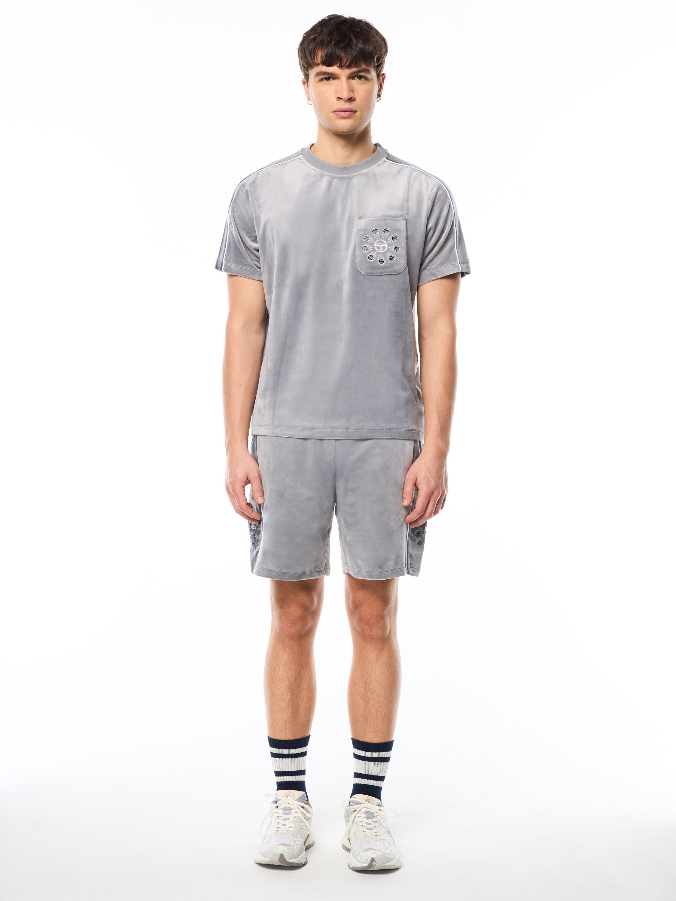 Cresta Velour Pocket T-Shirt-Sleet