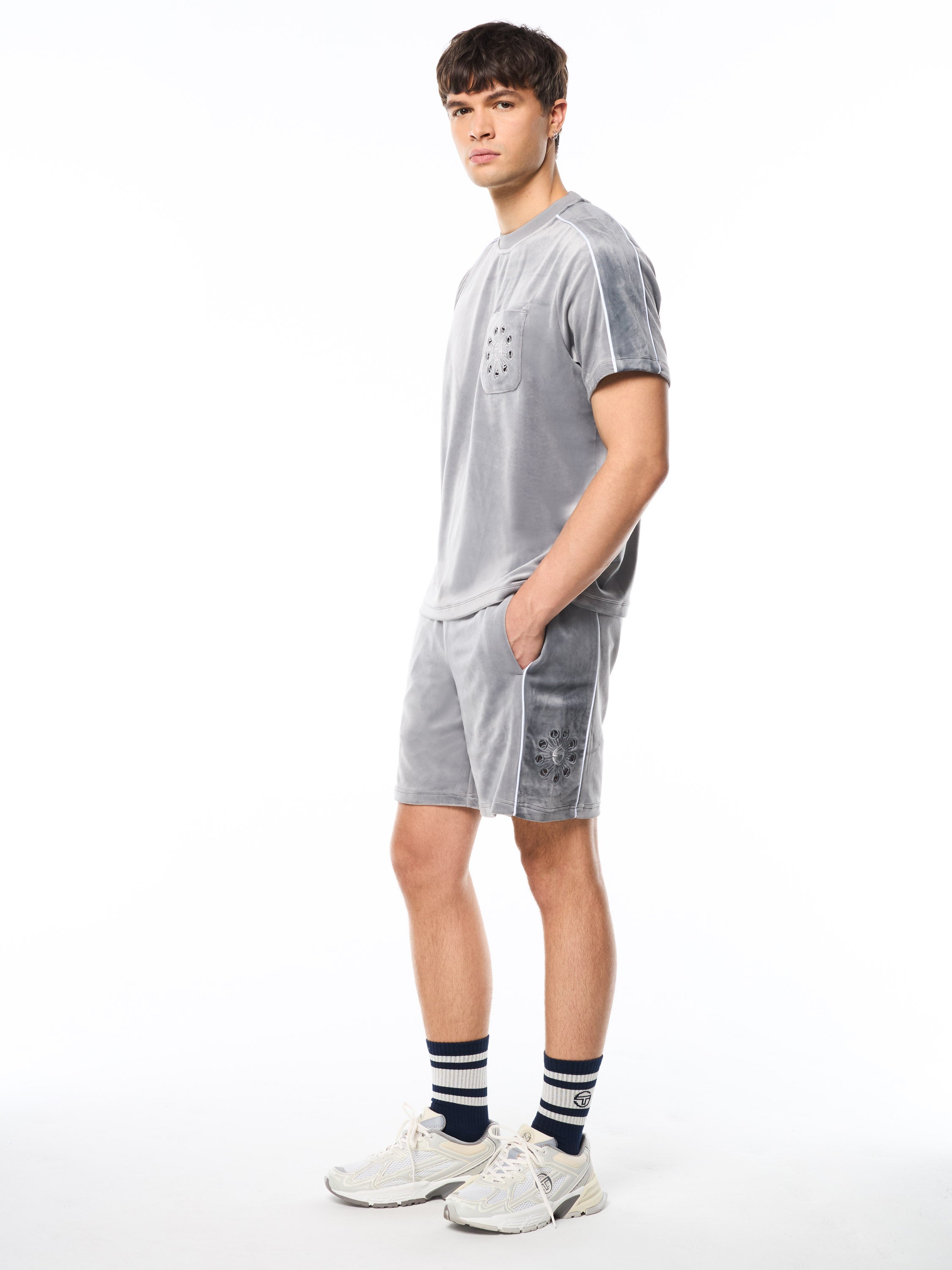 Cresta Velour Pocket T-Shirt-Sleet