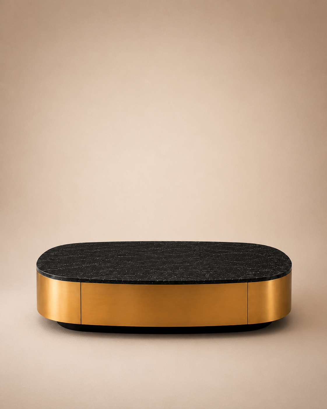 Curved Edge Luxe Marble Coffee Table with Storage