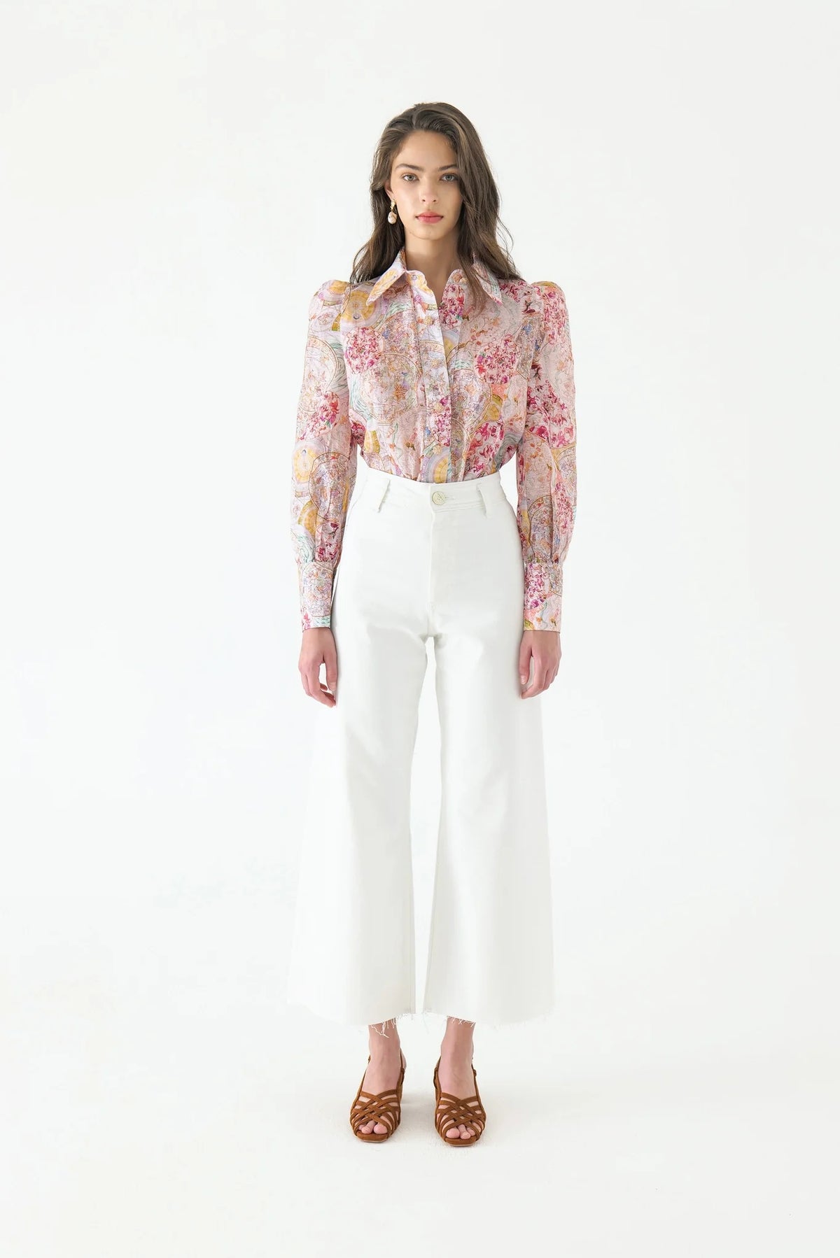 Cyrus Silk Puff Sleeve Blouse Pink