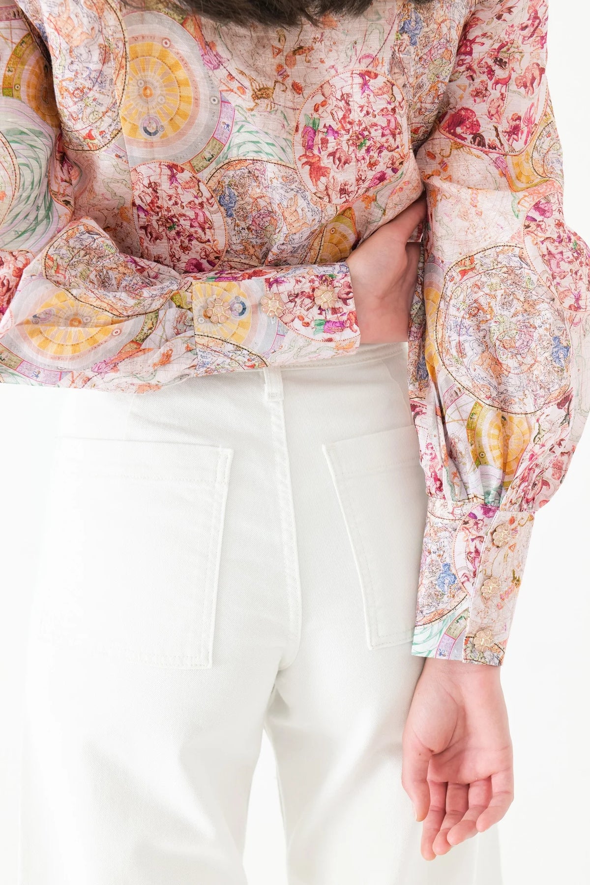 Cyrus Silk Puff Sleeve Blouse Pink