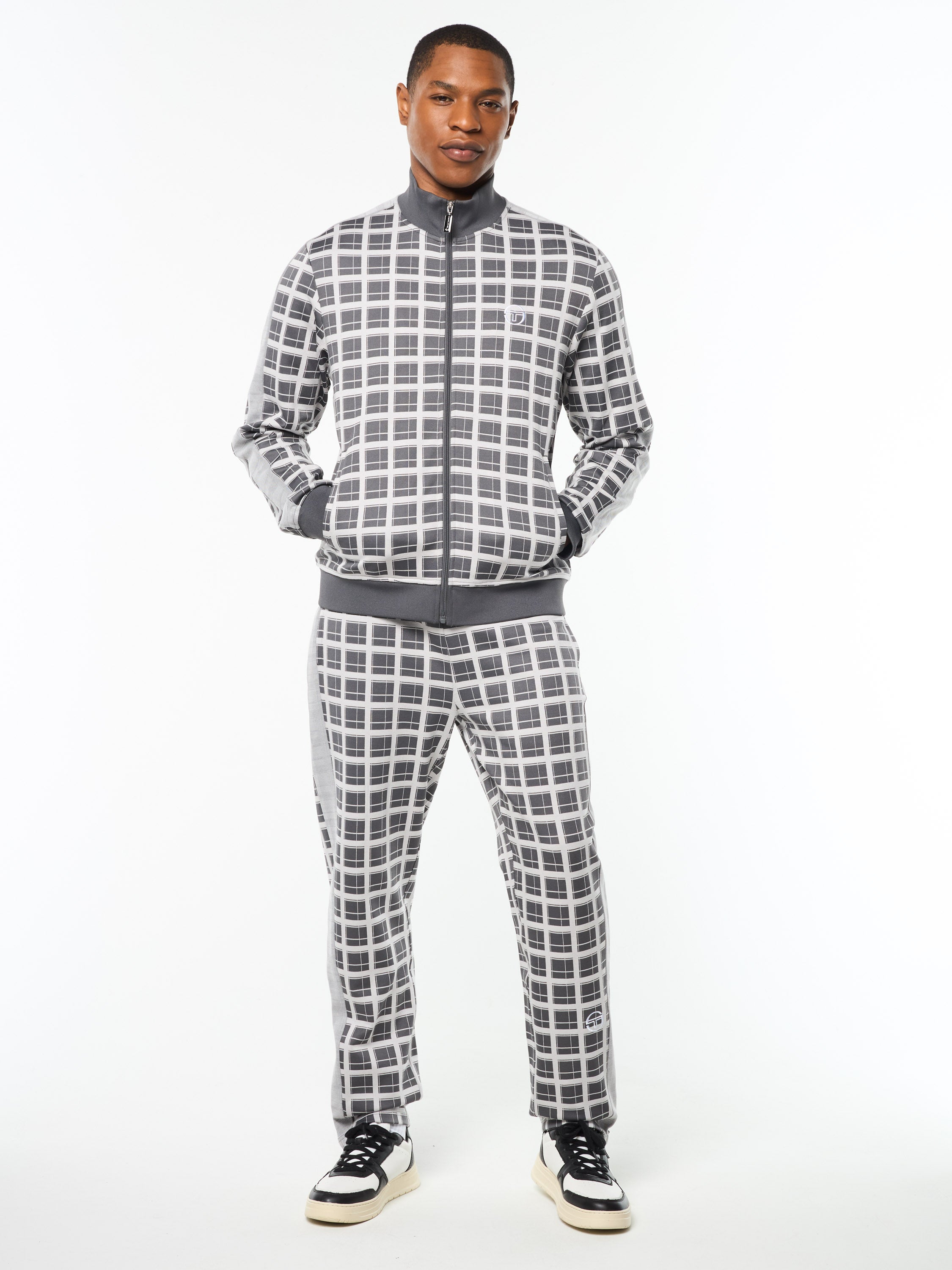 Damarindo Check Track Jacket- Quiet Grey