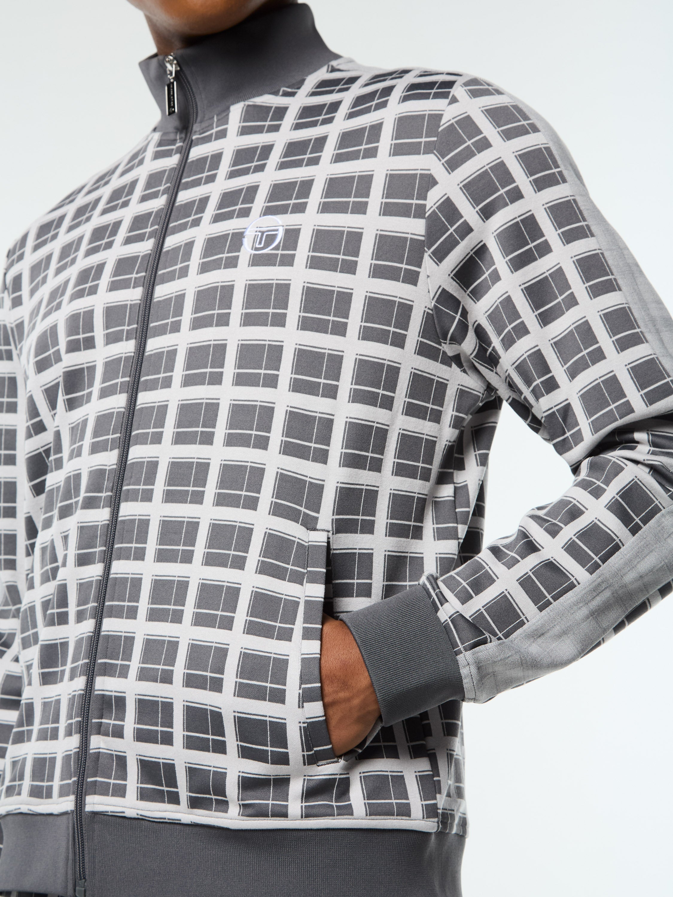 Damarindo Check Track Jacket- Quiet Grey