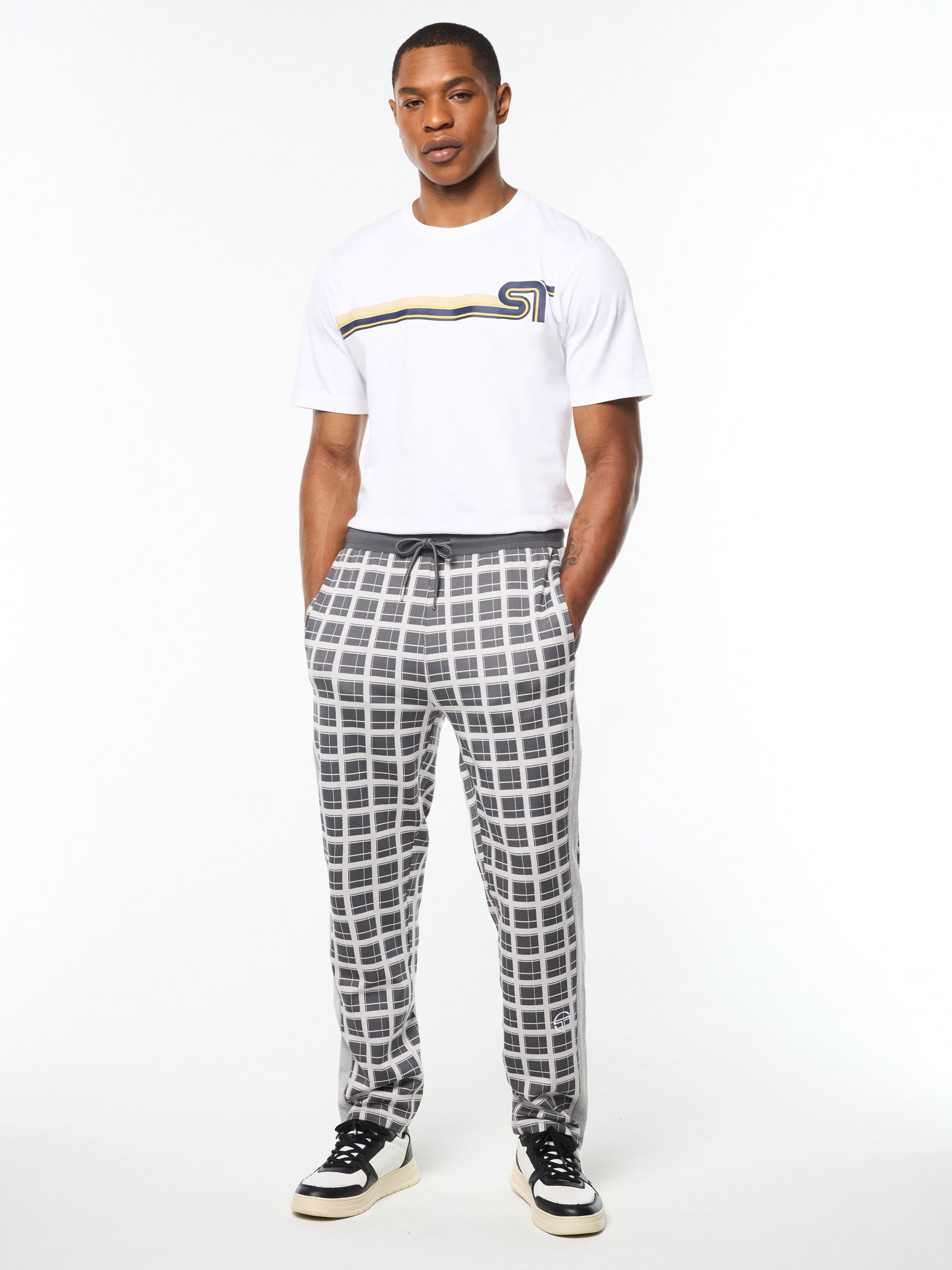 Damarindo Check Track Pant- Quiet Grey