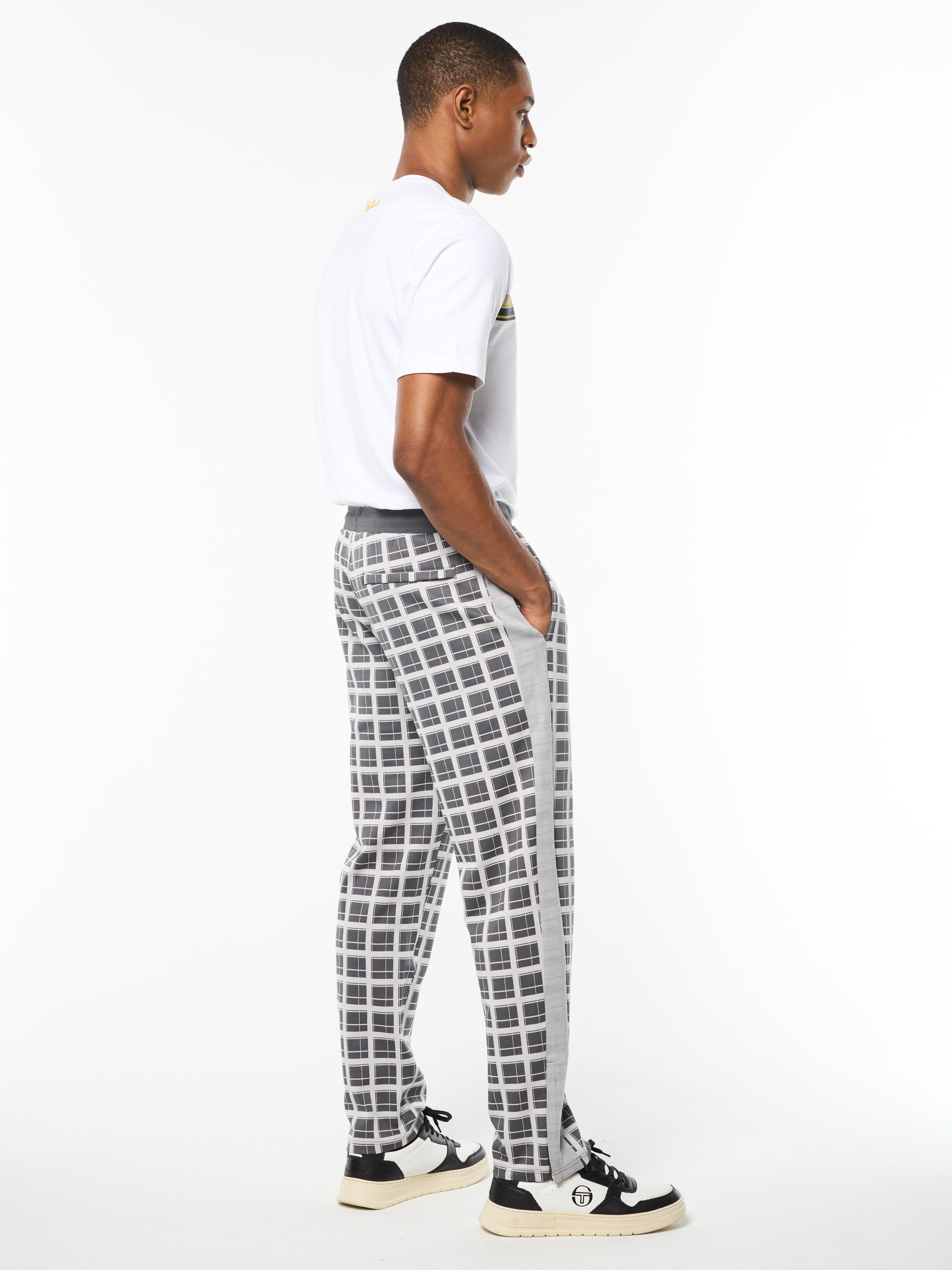 Damarindo Check Track Pant- Quiet Grey