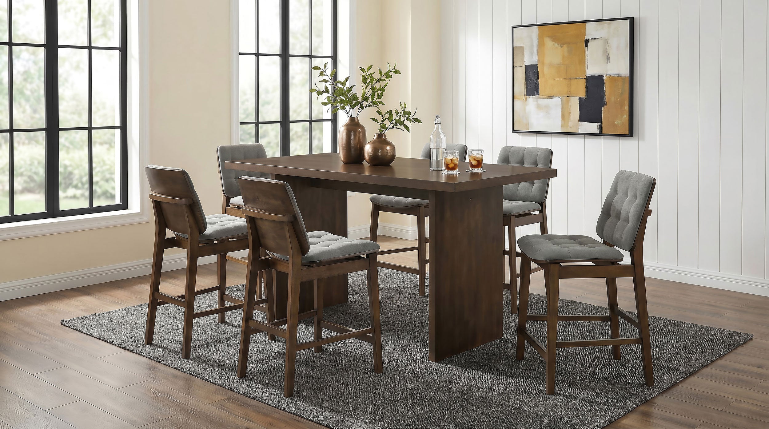 Decker 7-piece 70-inch Counter Height Dining Set Grey and Walnut