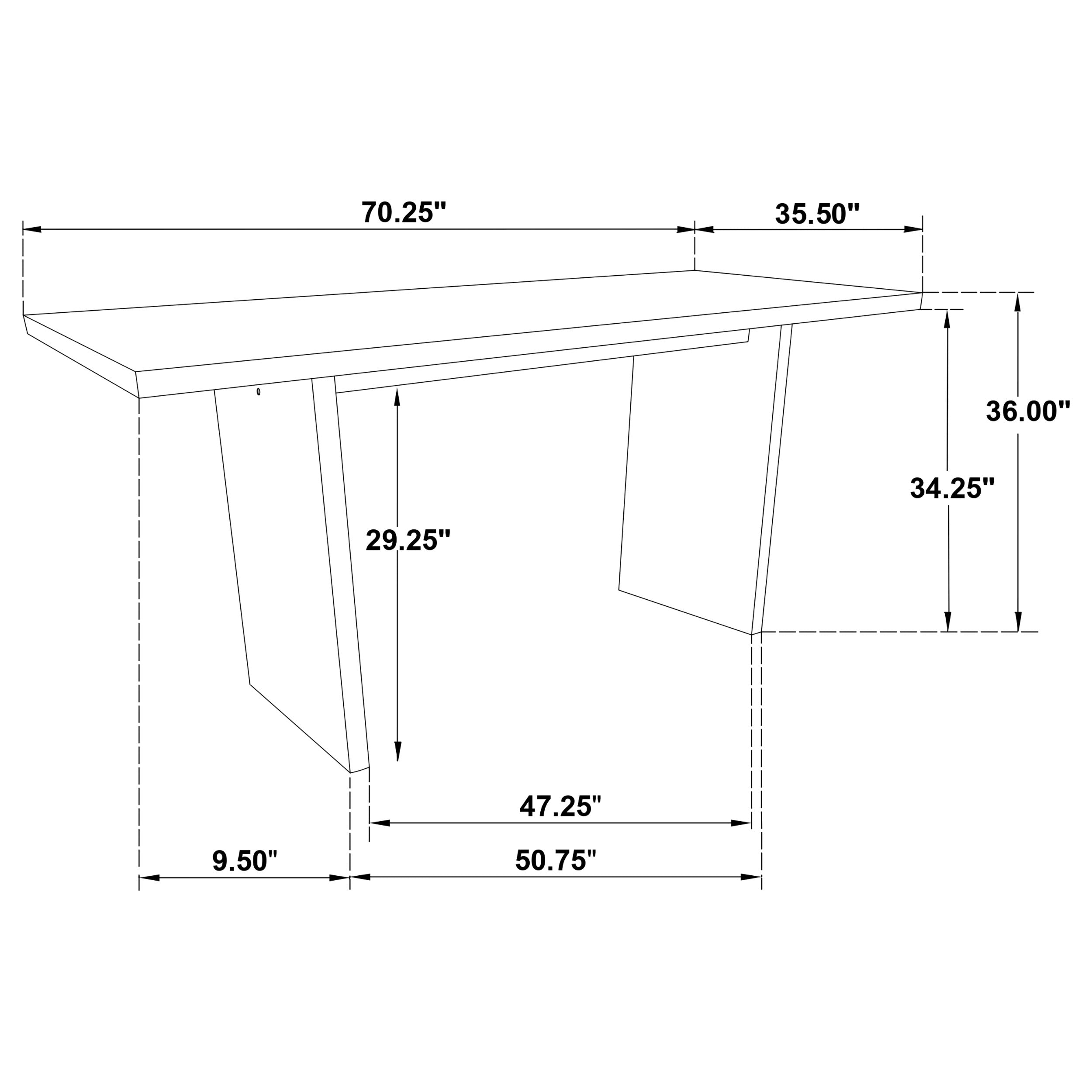 Decker 70-inch Rectangular Wood Counter Height Dining Table Black