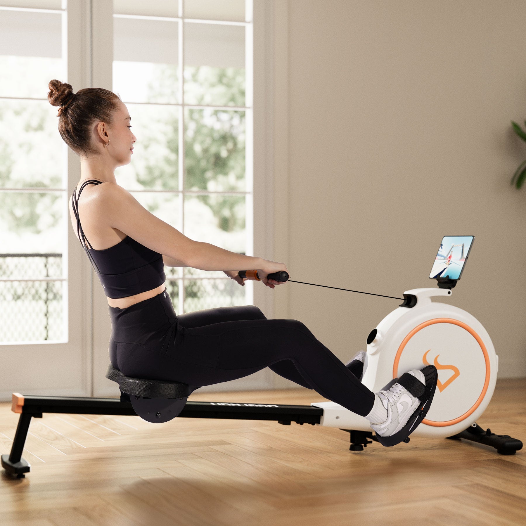 Deerrun Rw600 Adjustable 32-Level Magnetic Resistance Long Slide Rail Smart Rowing Machine With Pitpat App