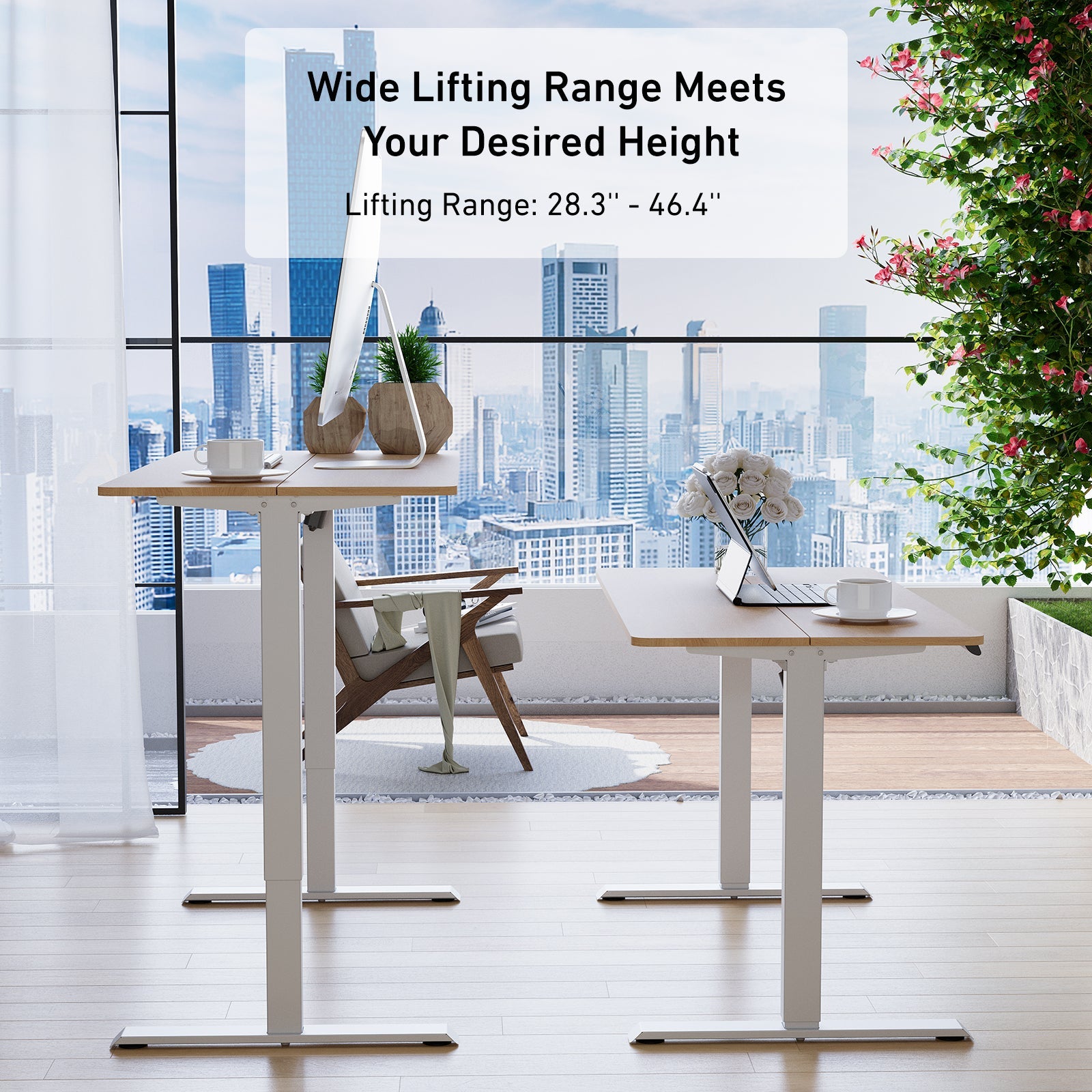 Deerrun®Electric Standing Desk, 39 X 23 Inches Height Adjustable