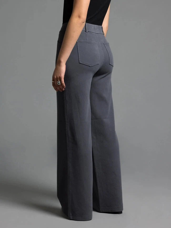 Elastic Waistband Relaxed Pants - Genevieve Pants EBONY