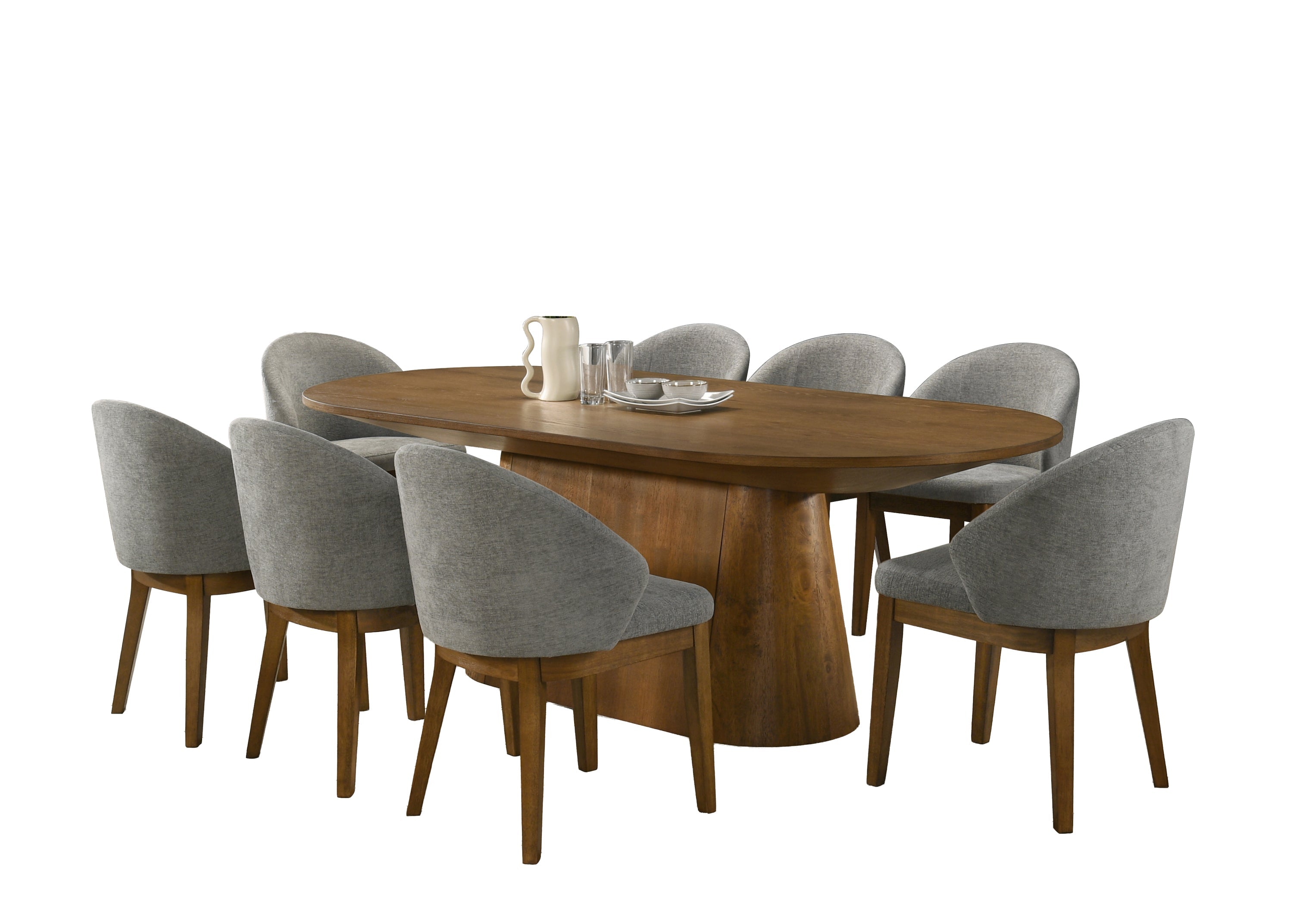 Elegant Dining Table Set for 8 with Walnut Wood Finish