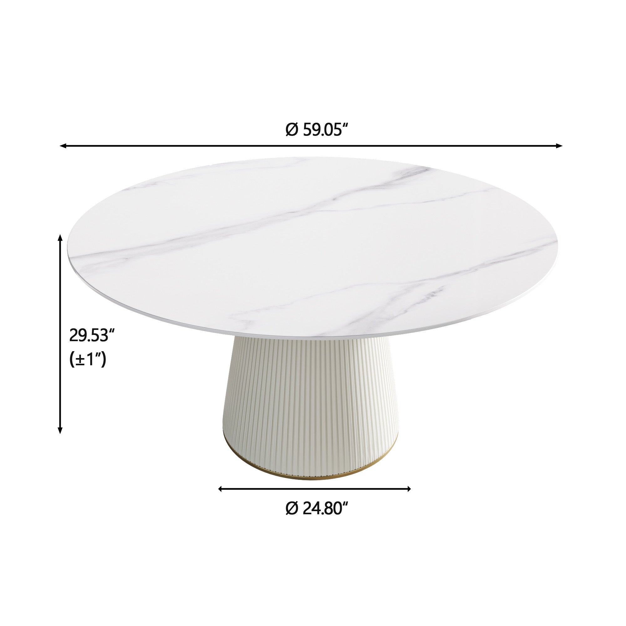 Elegant Round Dining Table Set with Stone Top and Upholstered Chairs