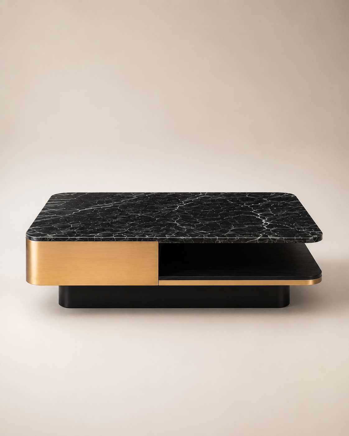 Emerald Luxe Marble & Steel Coffee Table