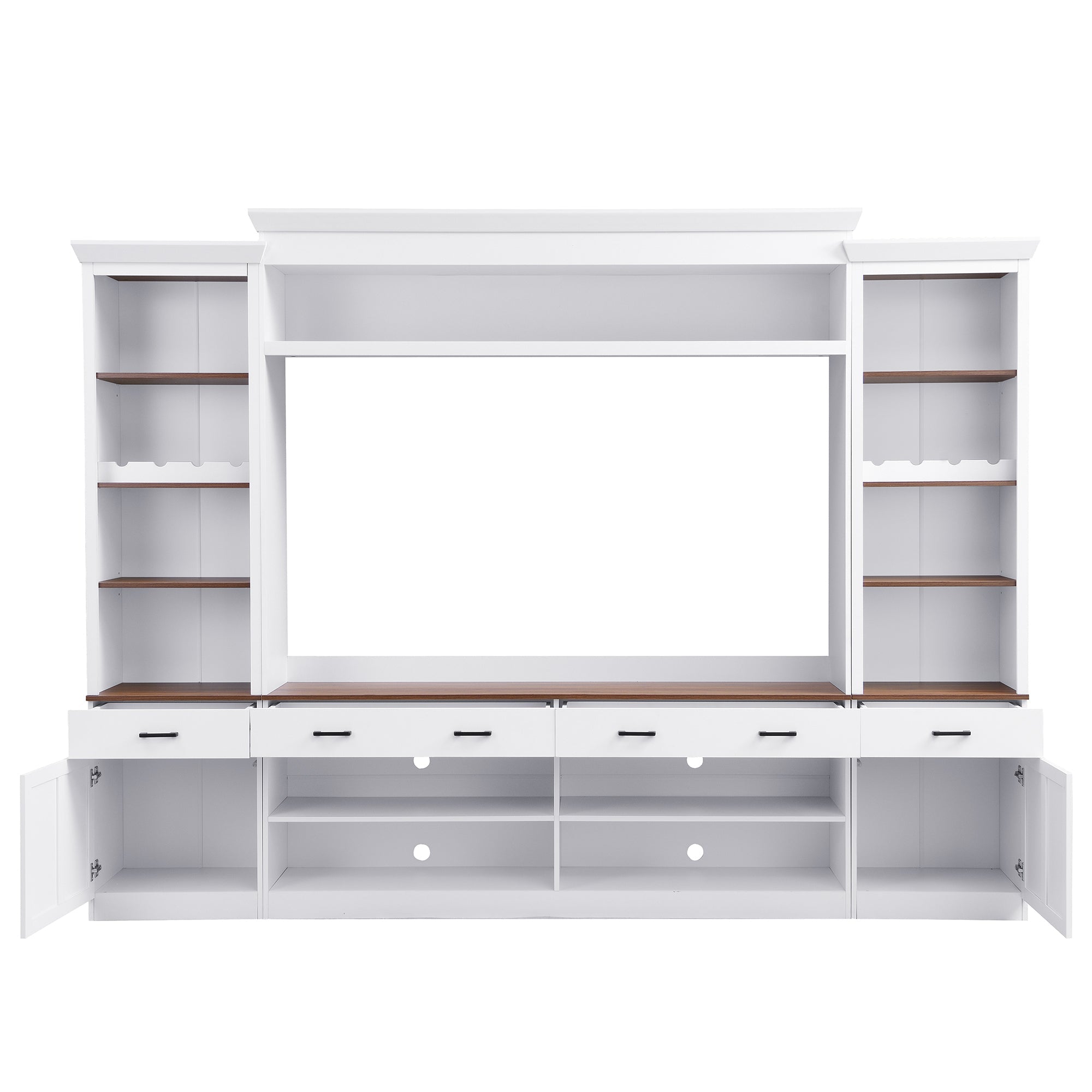 Entertainment Console with Bookshelves, Wine Rack & Media Storage