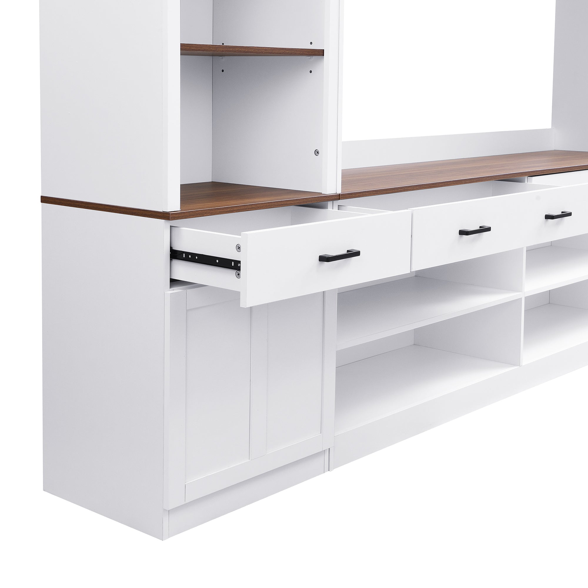 Entertainment Console with Bookshelves, Wine Rack & Media Storage