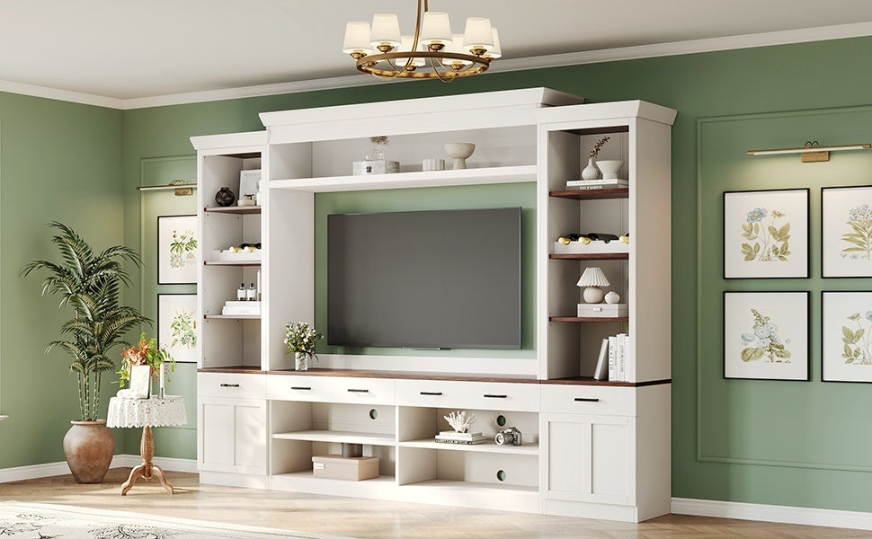Entertainment Console with Bookshelves, Wine Rack & Media Storage